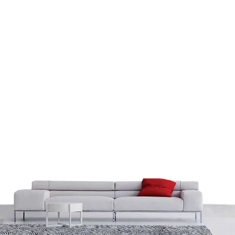 White Sectional Sofa with Red Cushions
