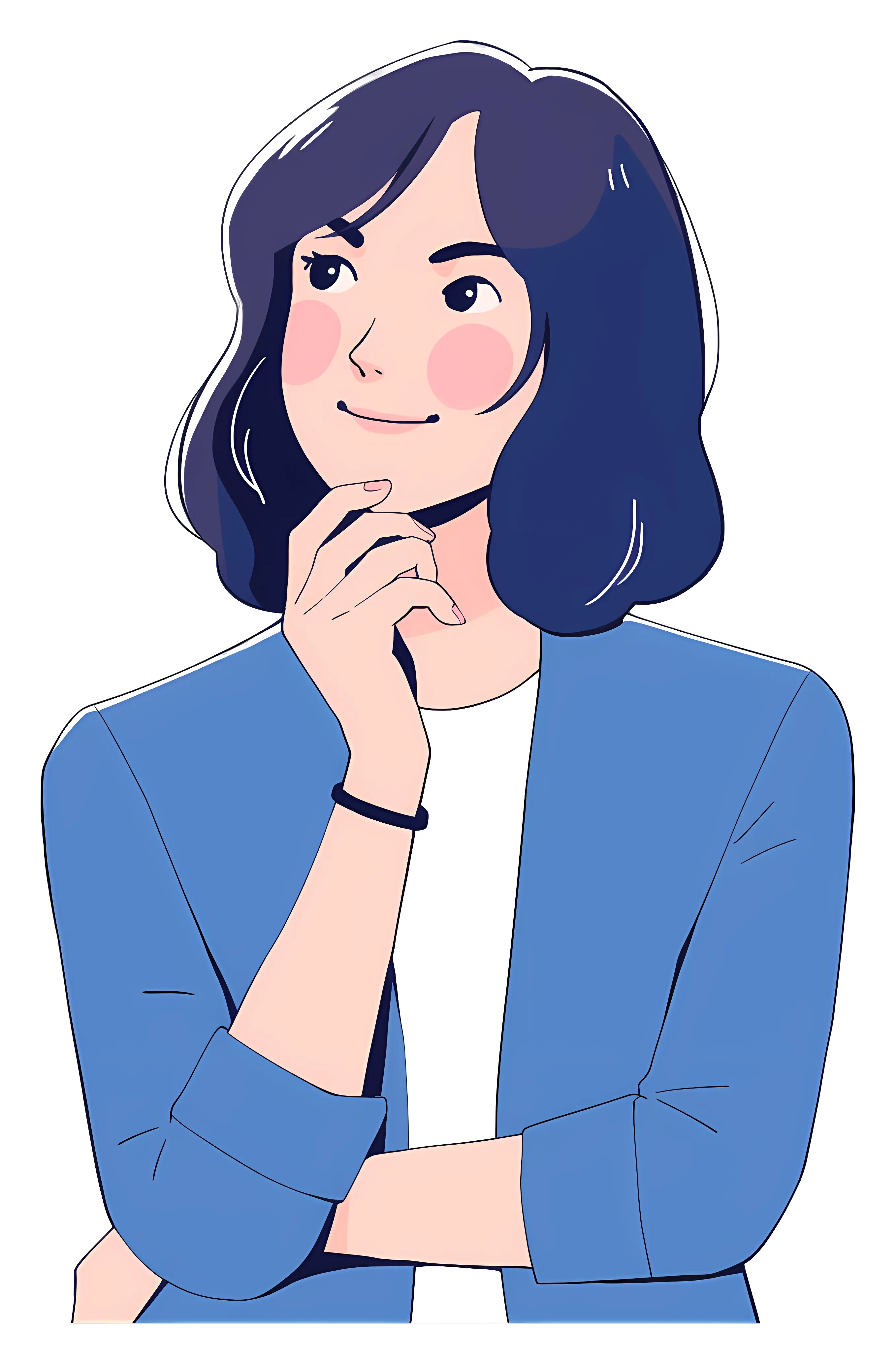 Thoughtful Woman Cartoon
