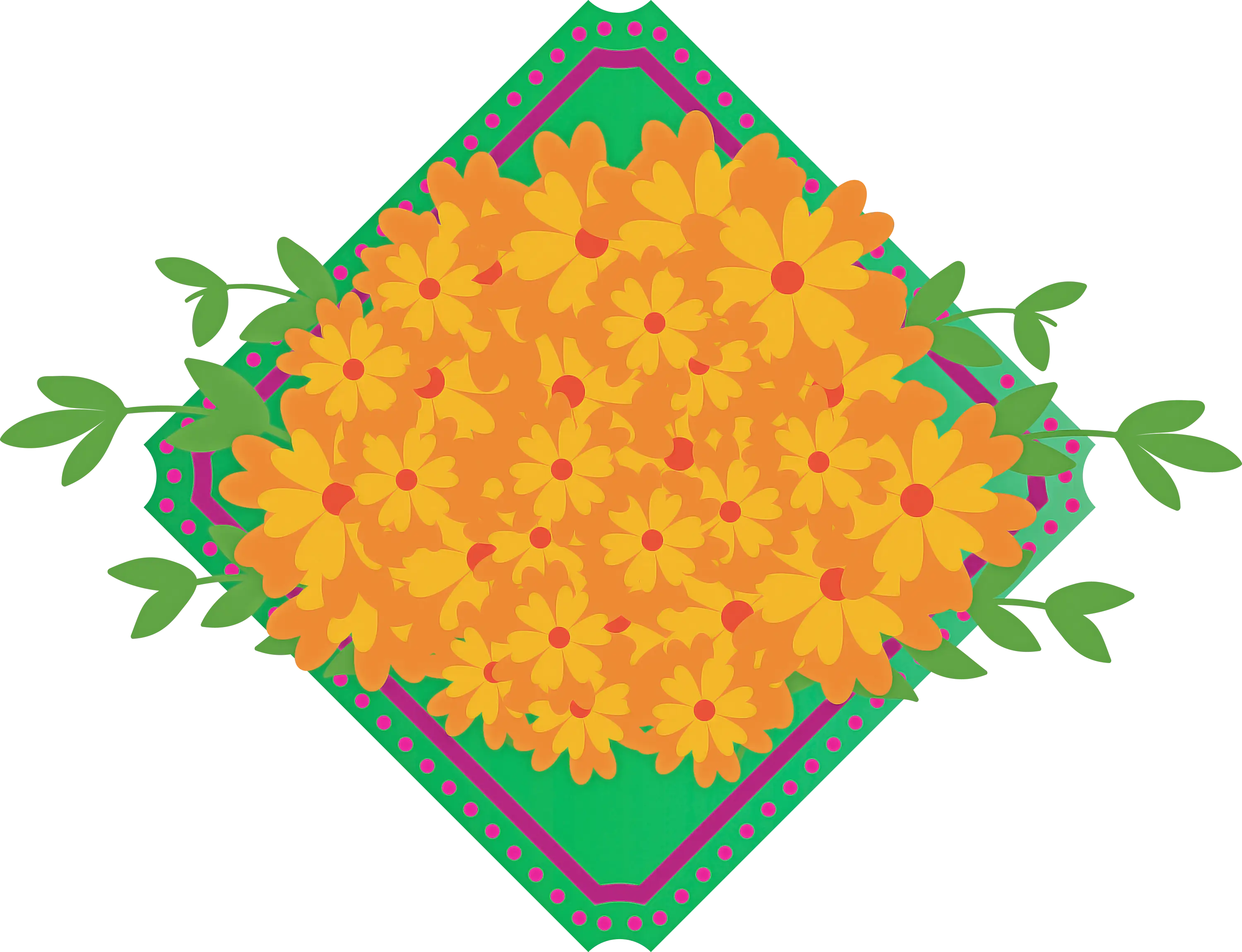 Yellow Flowers with Green Background