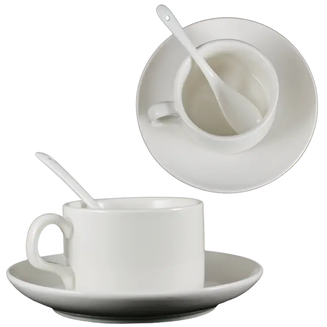 White Coffee Cup and Saucer Design
