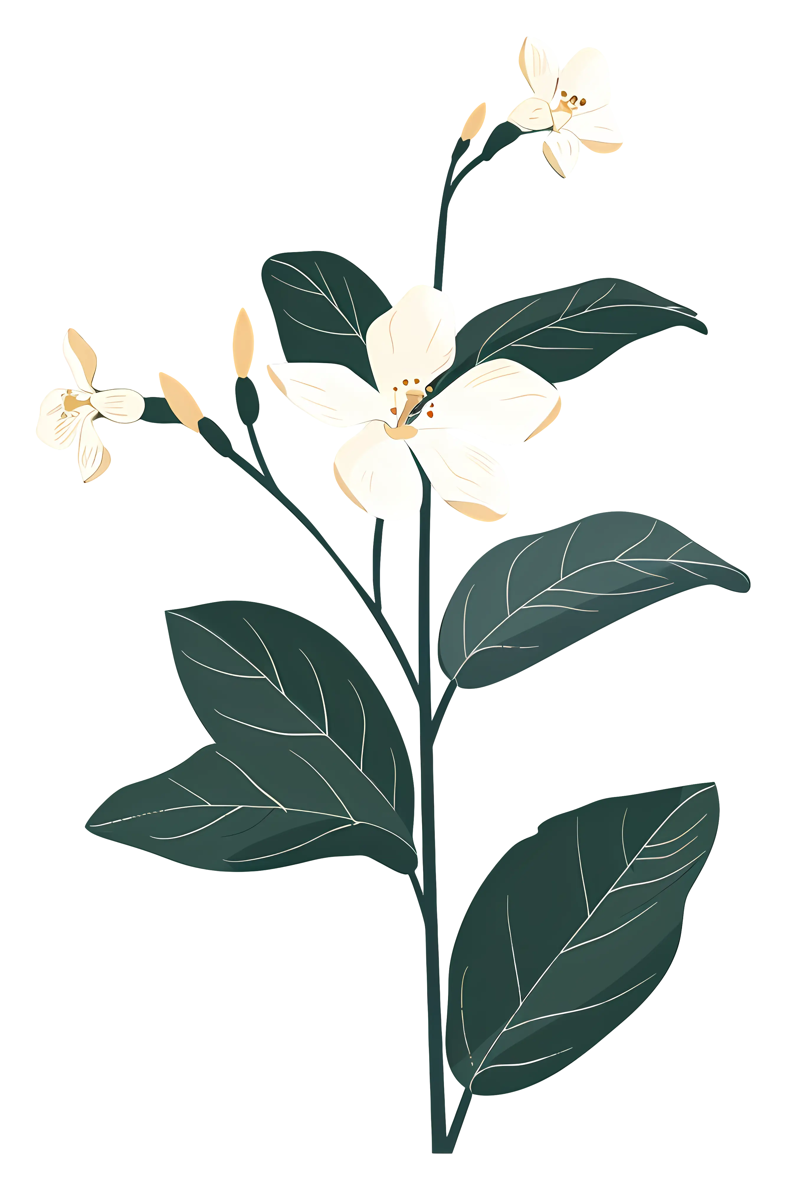 Flower and Green Leaves Illustration