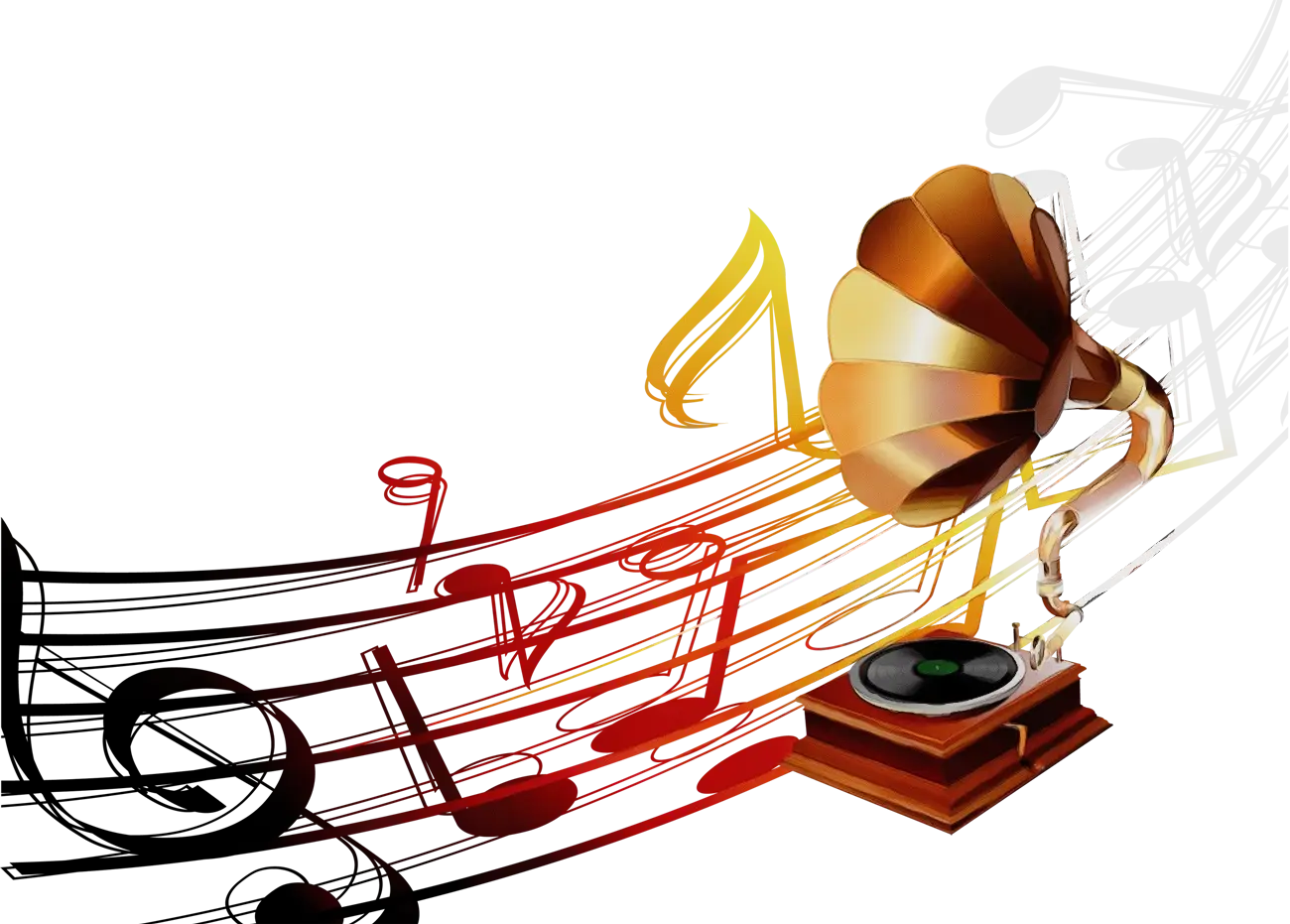 Gramophone with Music Notes