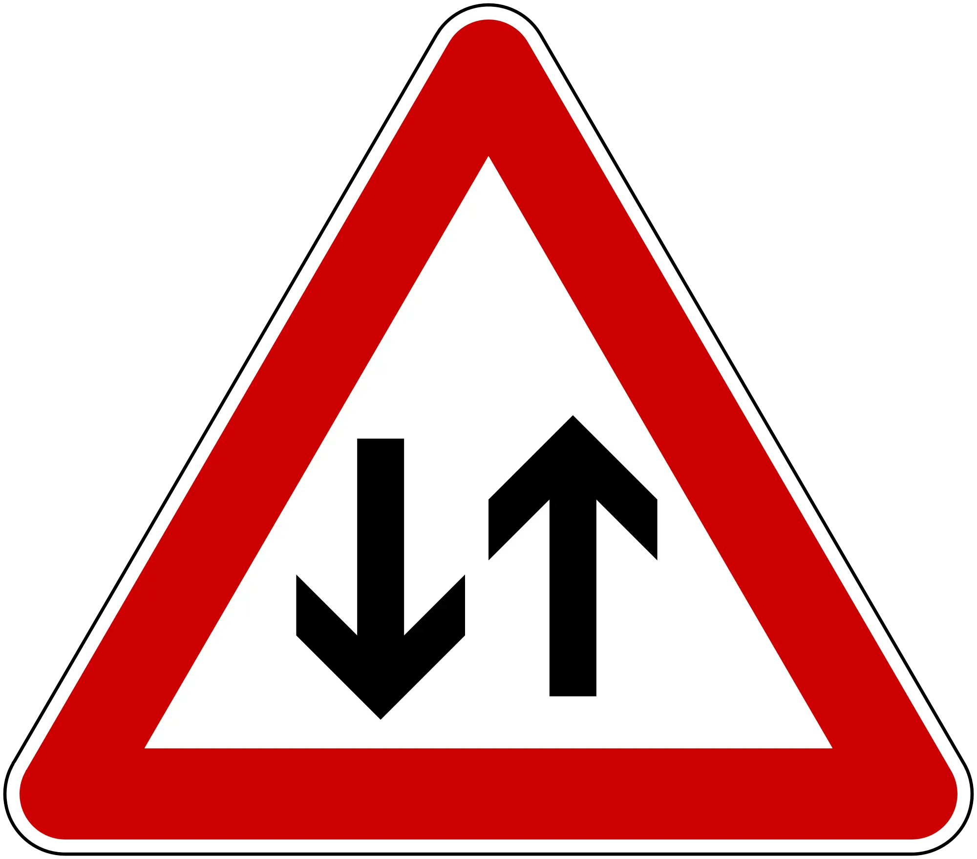 Two-Way Traffic Warning Sign