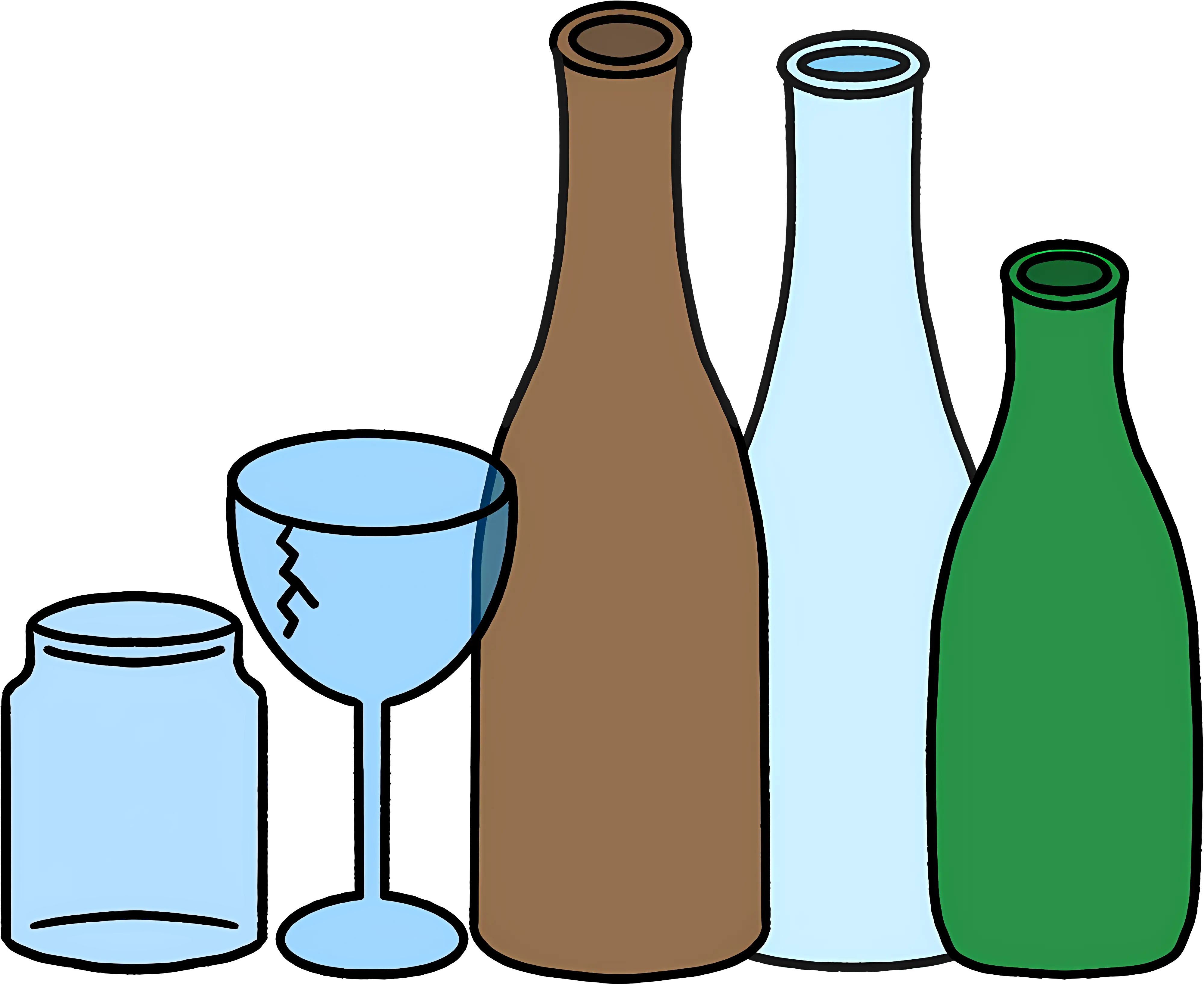 Glass Bottles and a Broken Glass Illustration