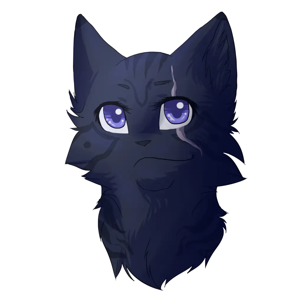 Cartoon Cat with Scar and Purple Eyes