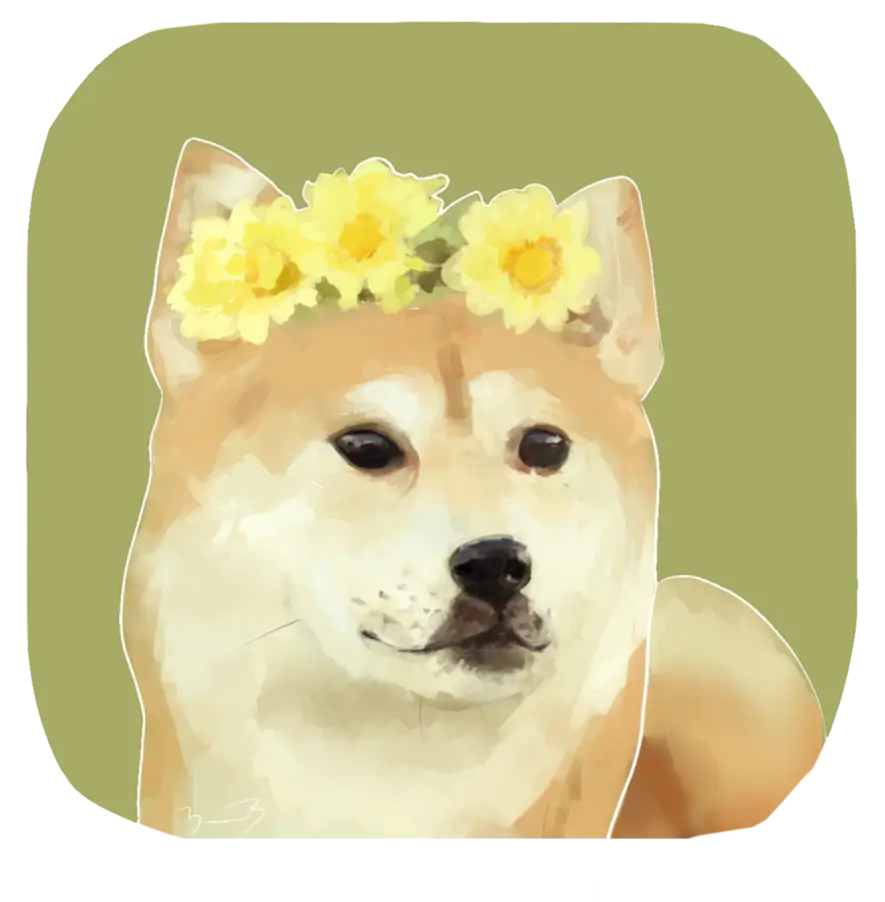 Cute Dog Illustration with Flower Crown