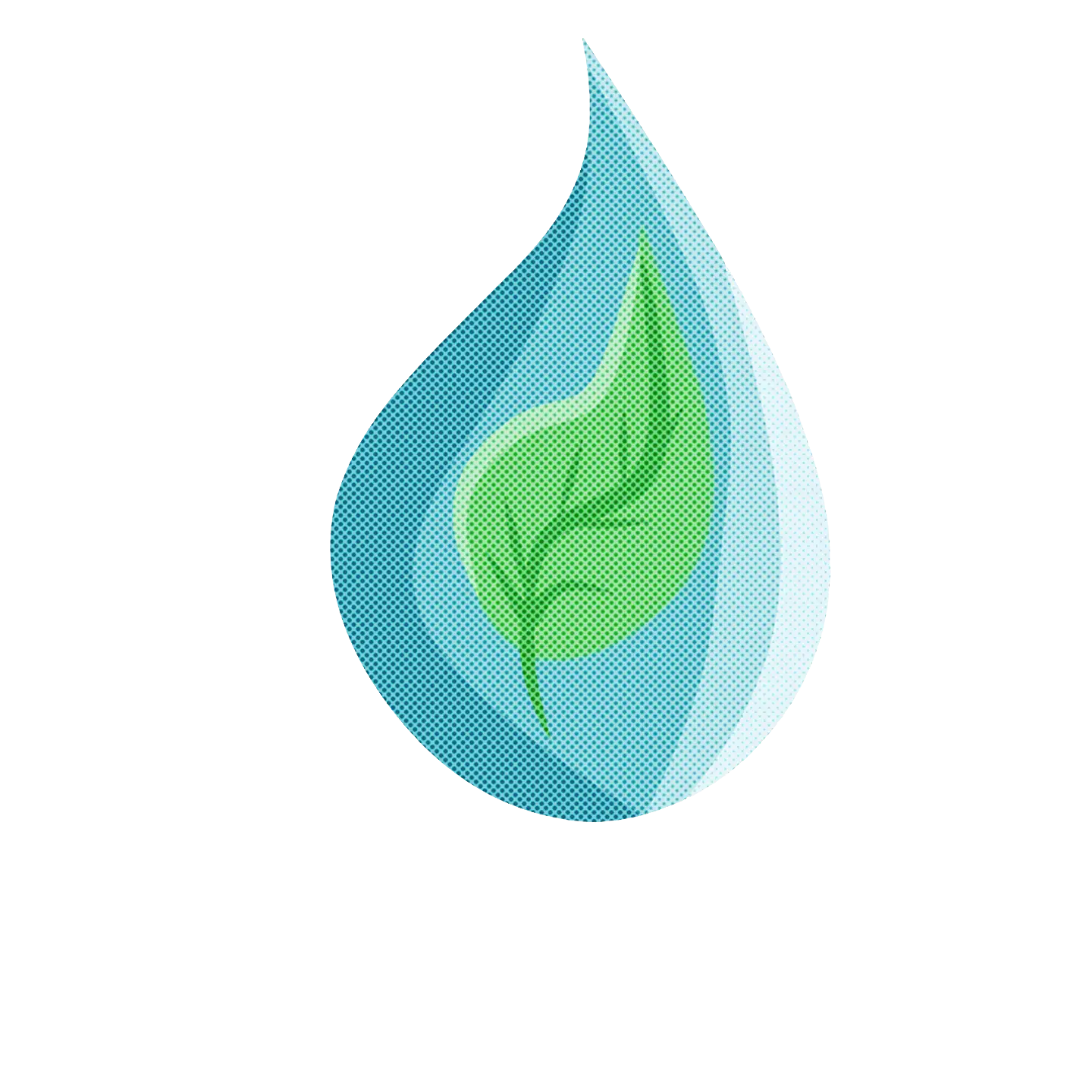 Water Droplet with Green Leaf Illustration