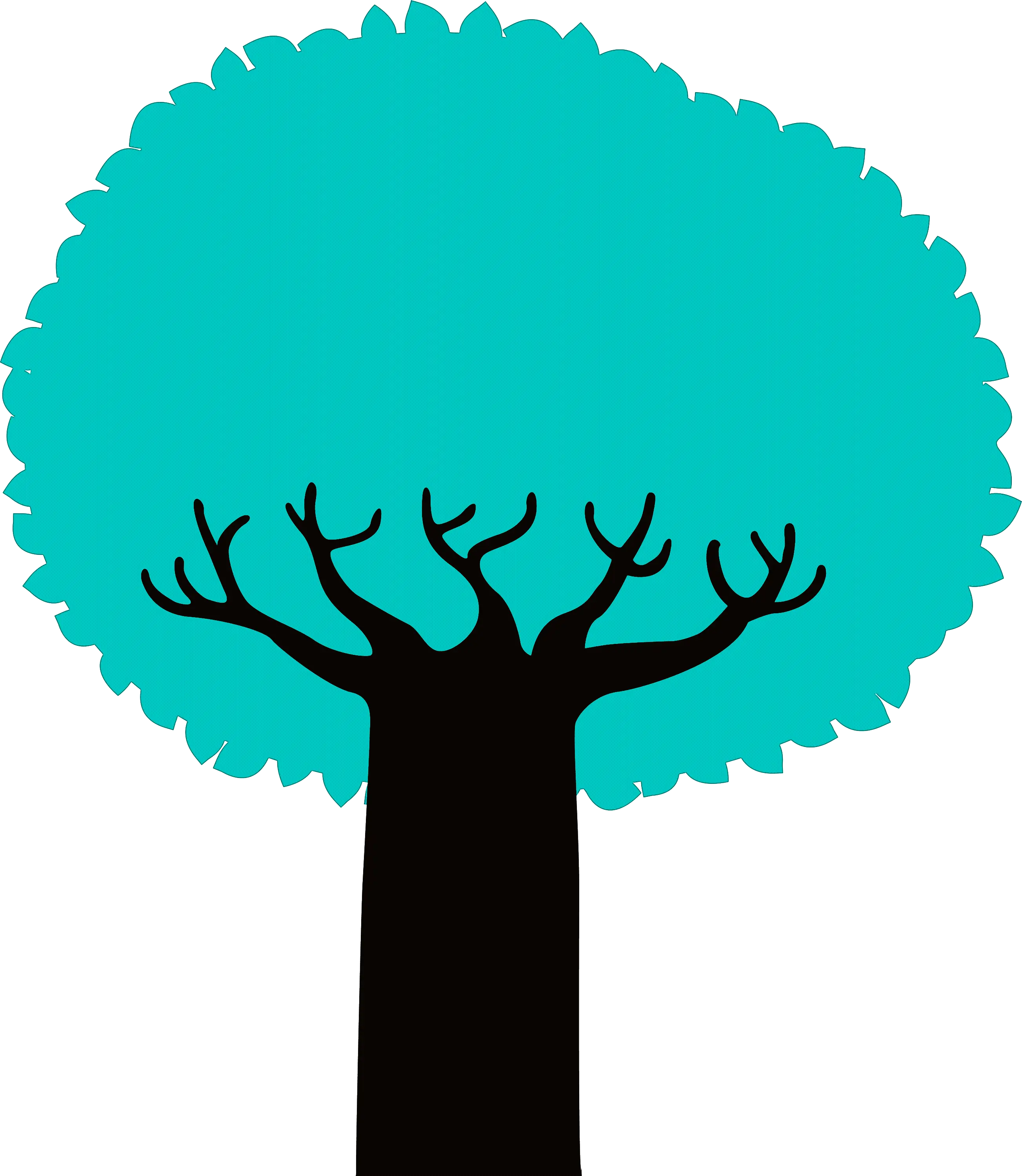 Blue Leafy Tree Illustration