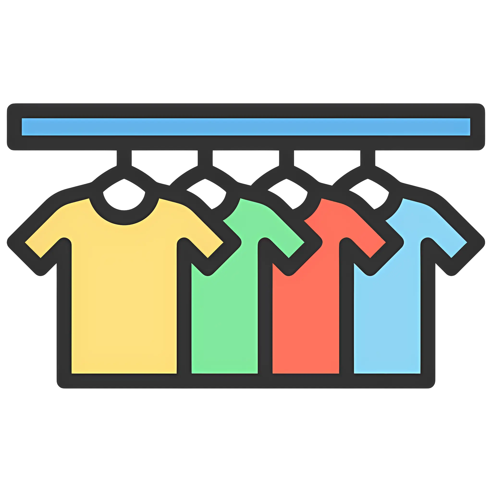 Colorful Clothes on Hangers