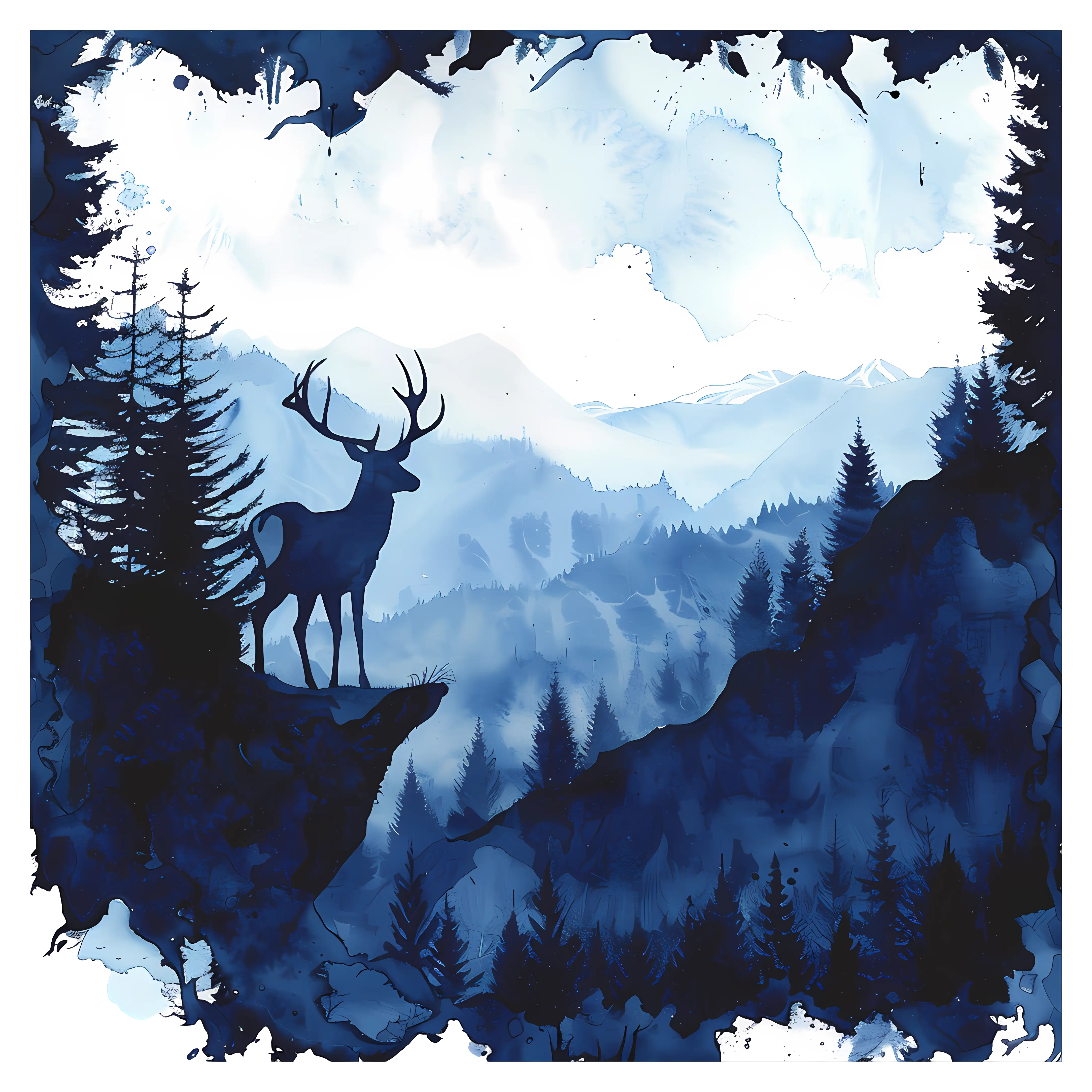 Deer in Mountain Landscape