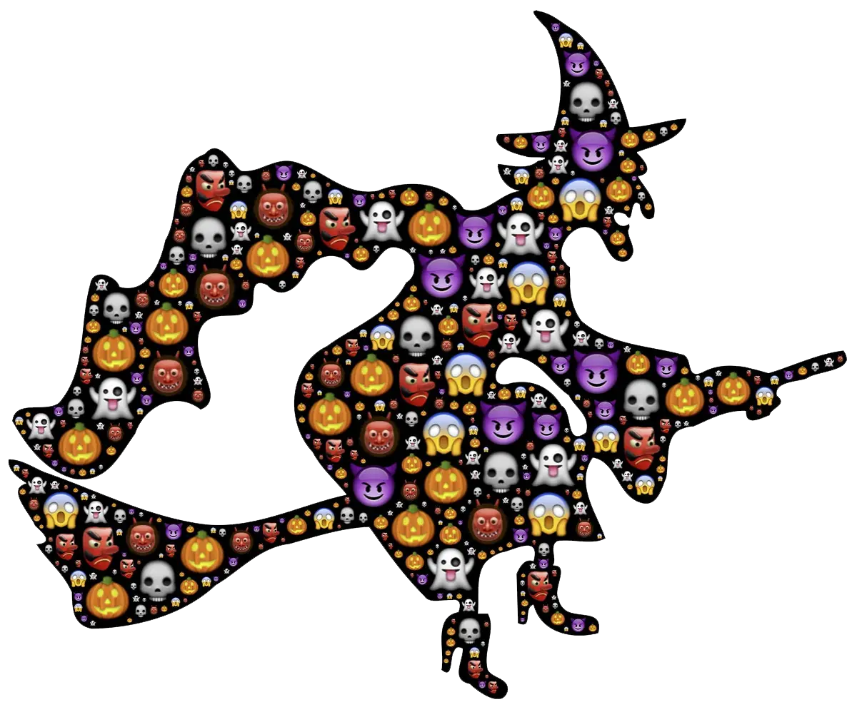 Halloween Witch Silhouette with Icons
