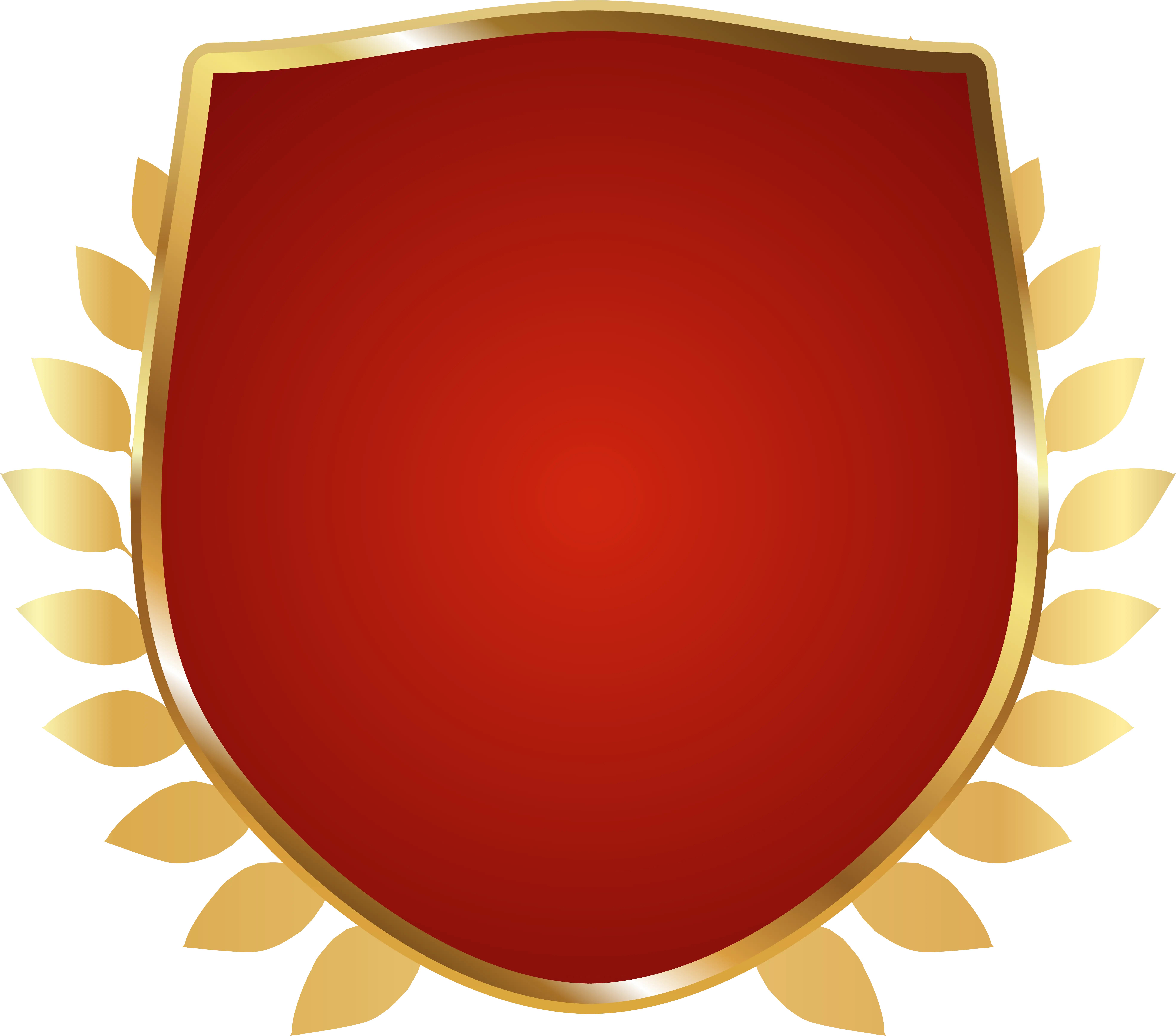 Red Shield with Golden Laurel Design