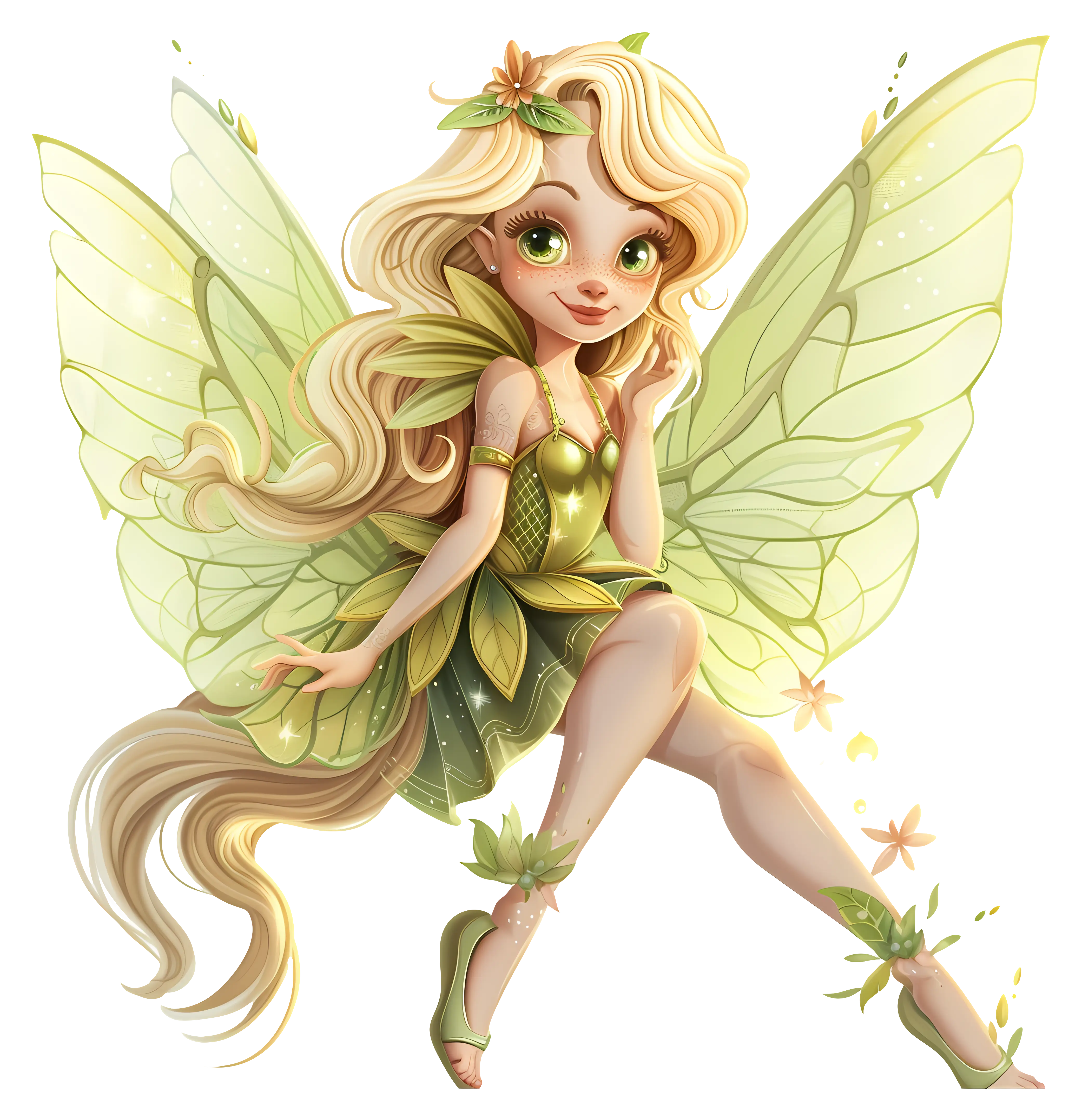 Charming Green Fairy Illustration