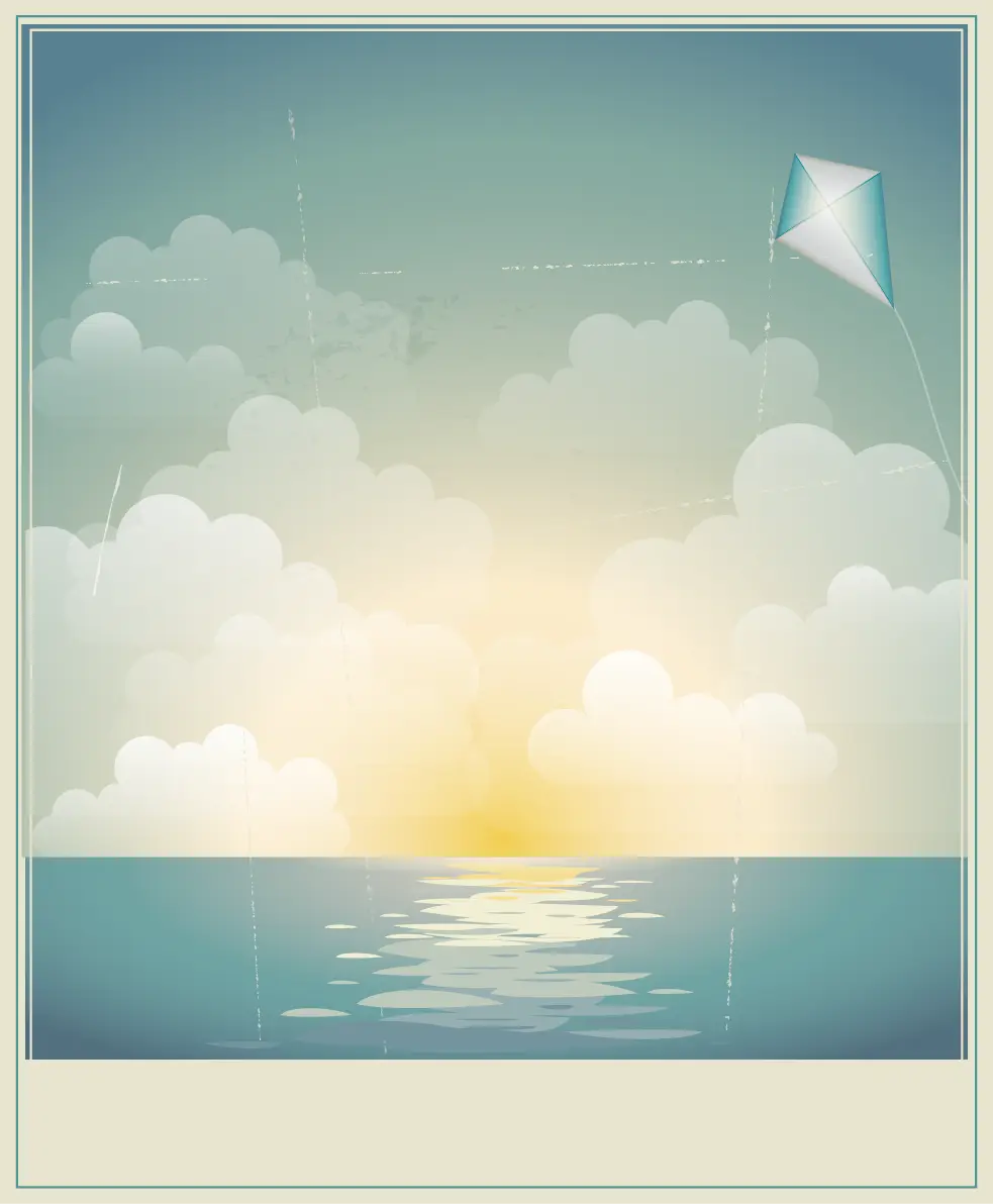 Sunset and Kite Over the Sea