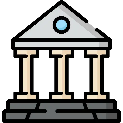 Classical Architecture Building Icon with Columns