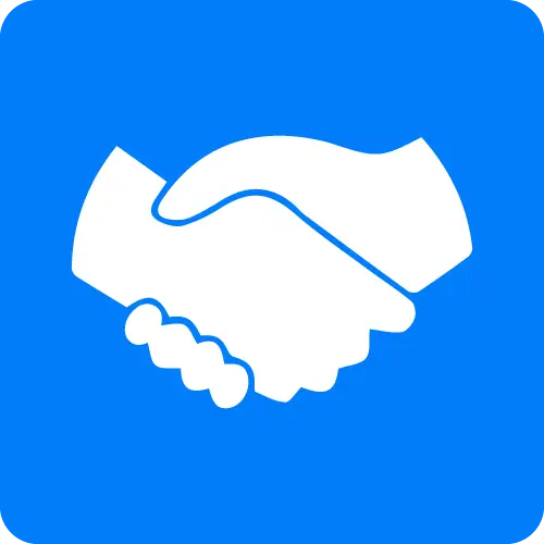 Handshake Symbol on Blue Background