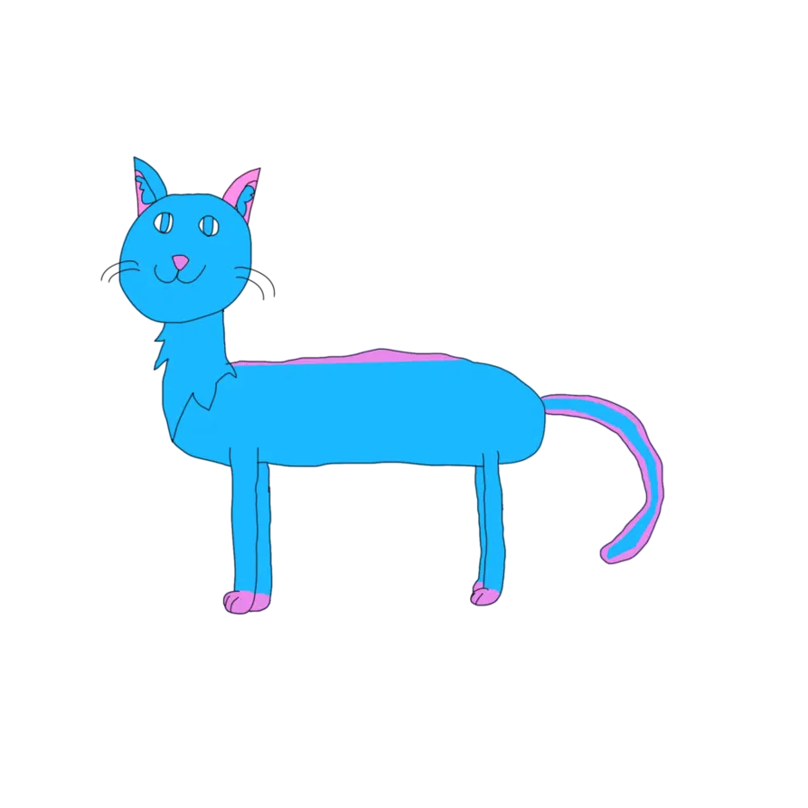 Blue Cartoon Cat Illustration