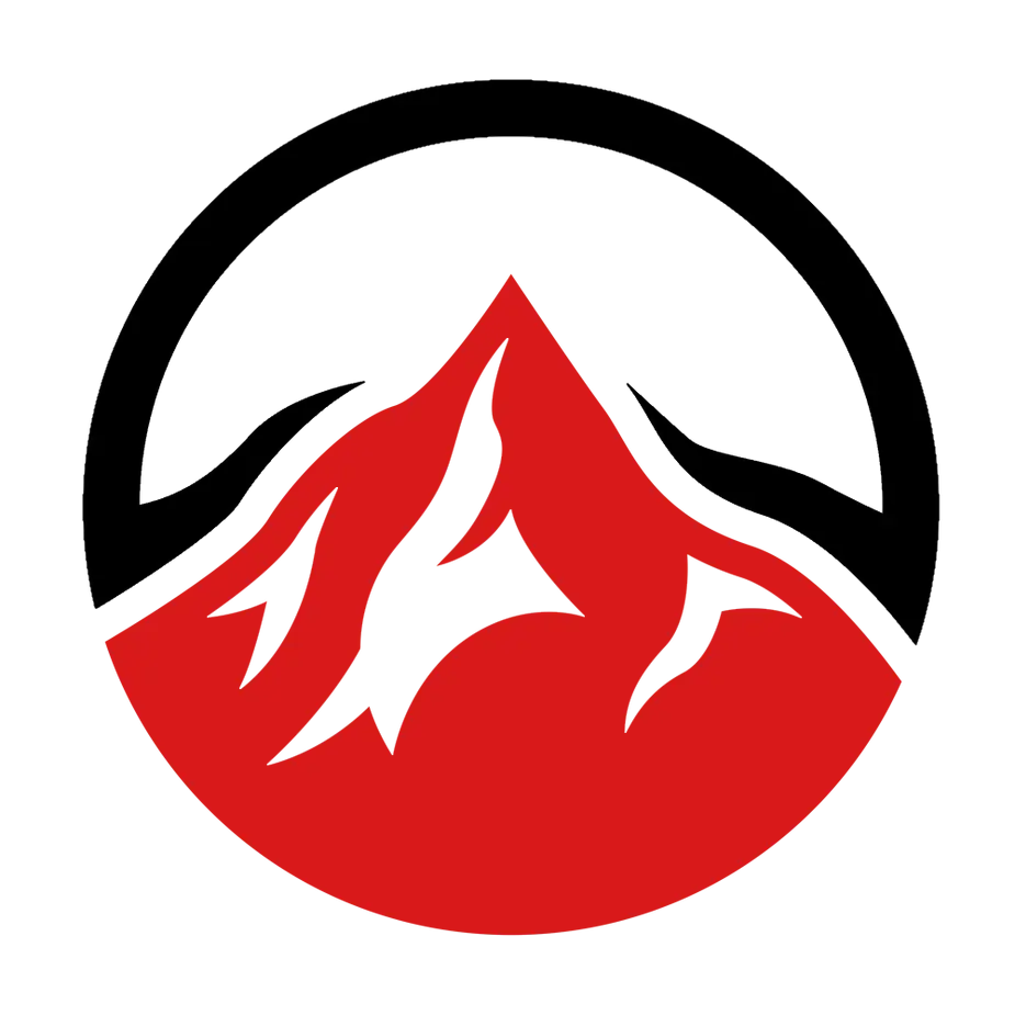 Mountains Emblem in Red and Black Design