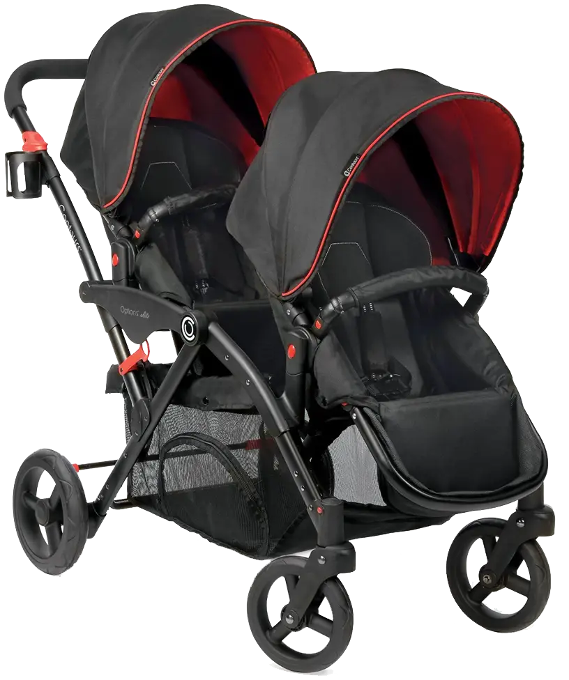 Double Stroller with Black and Red Design