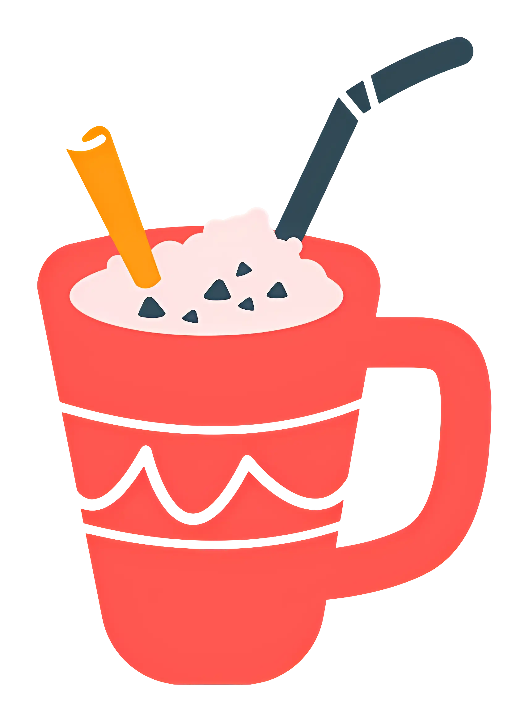 Red Mug with Straw and Beverage