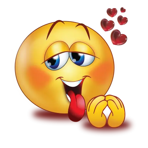 Cartoon Love Emoji with Hearts