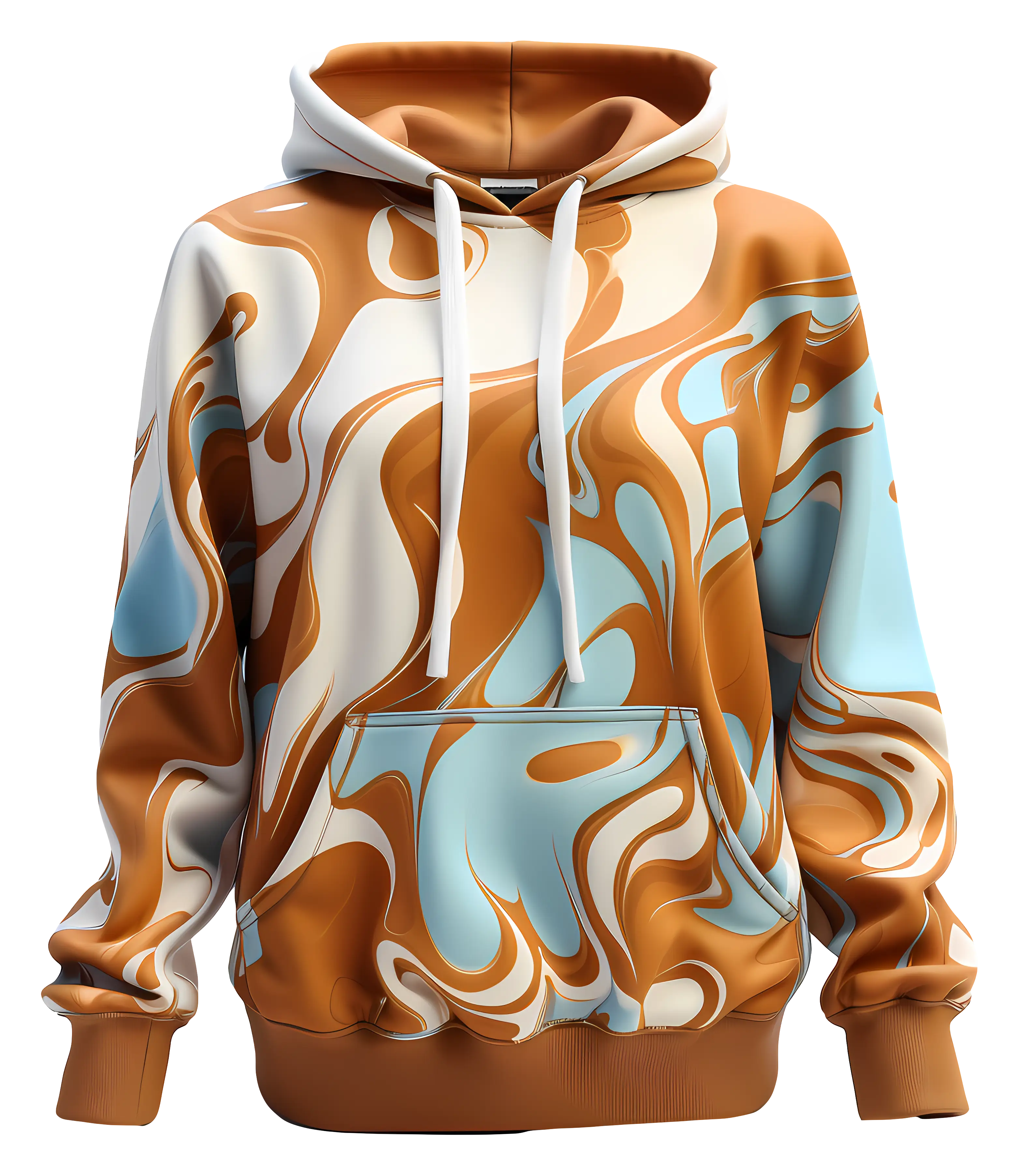 Marble Pattern Hoodie in Brown and Blue