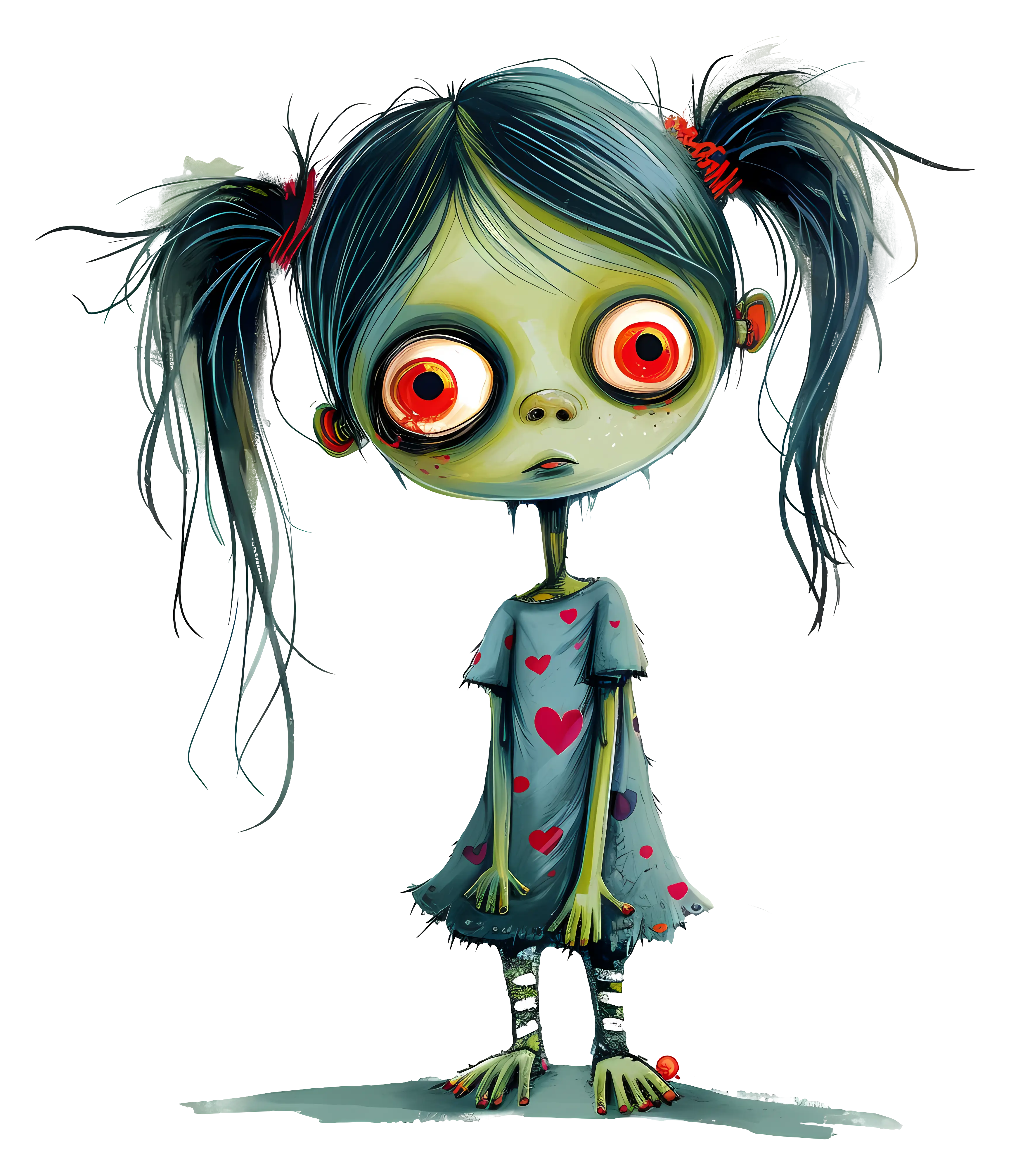 Creepy Zombie Girl Cartoon Design