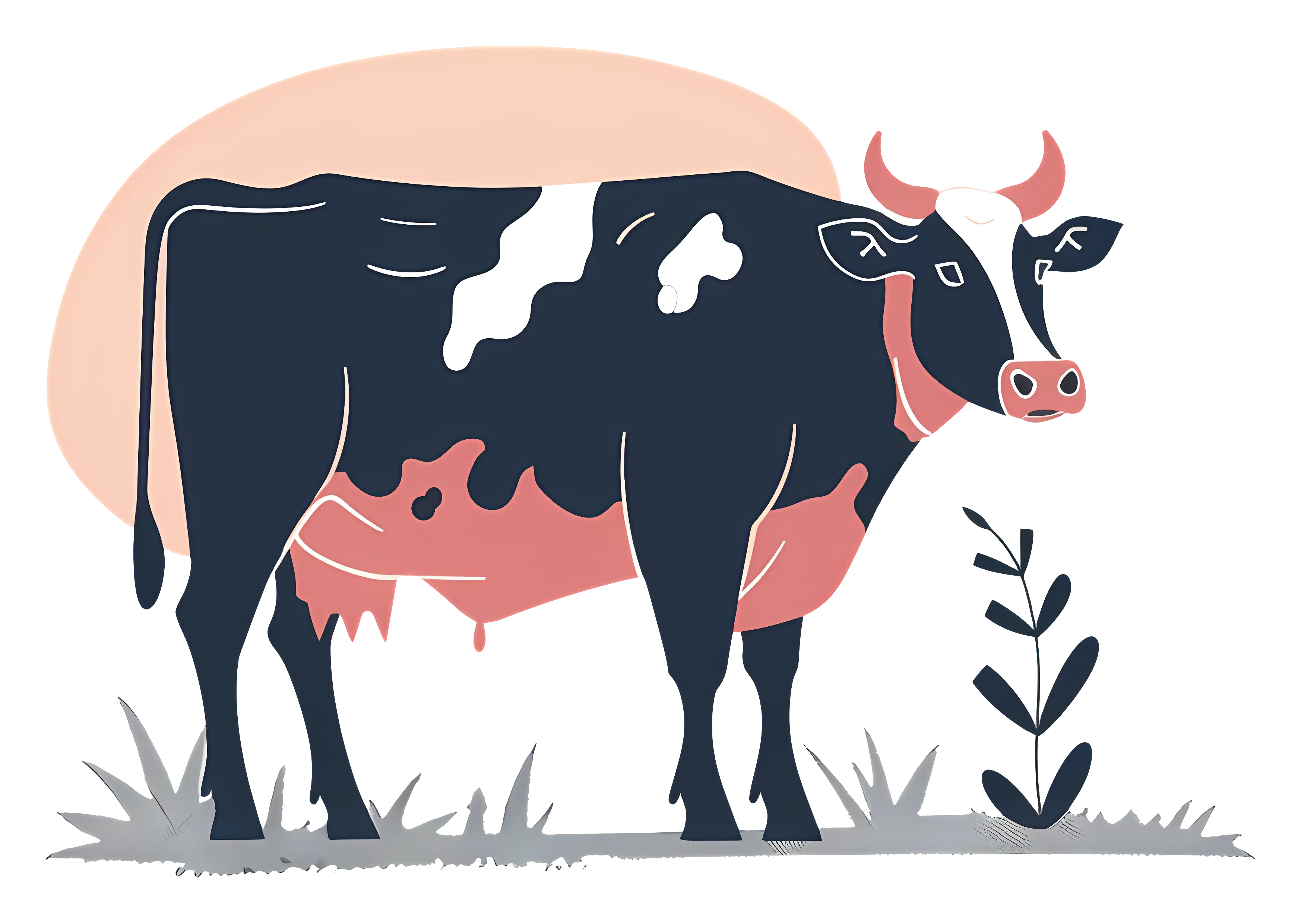 Cow Illustration in a Field