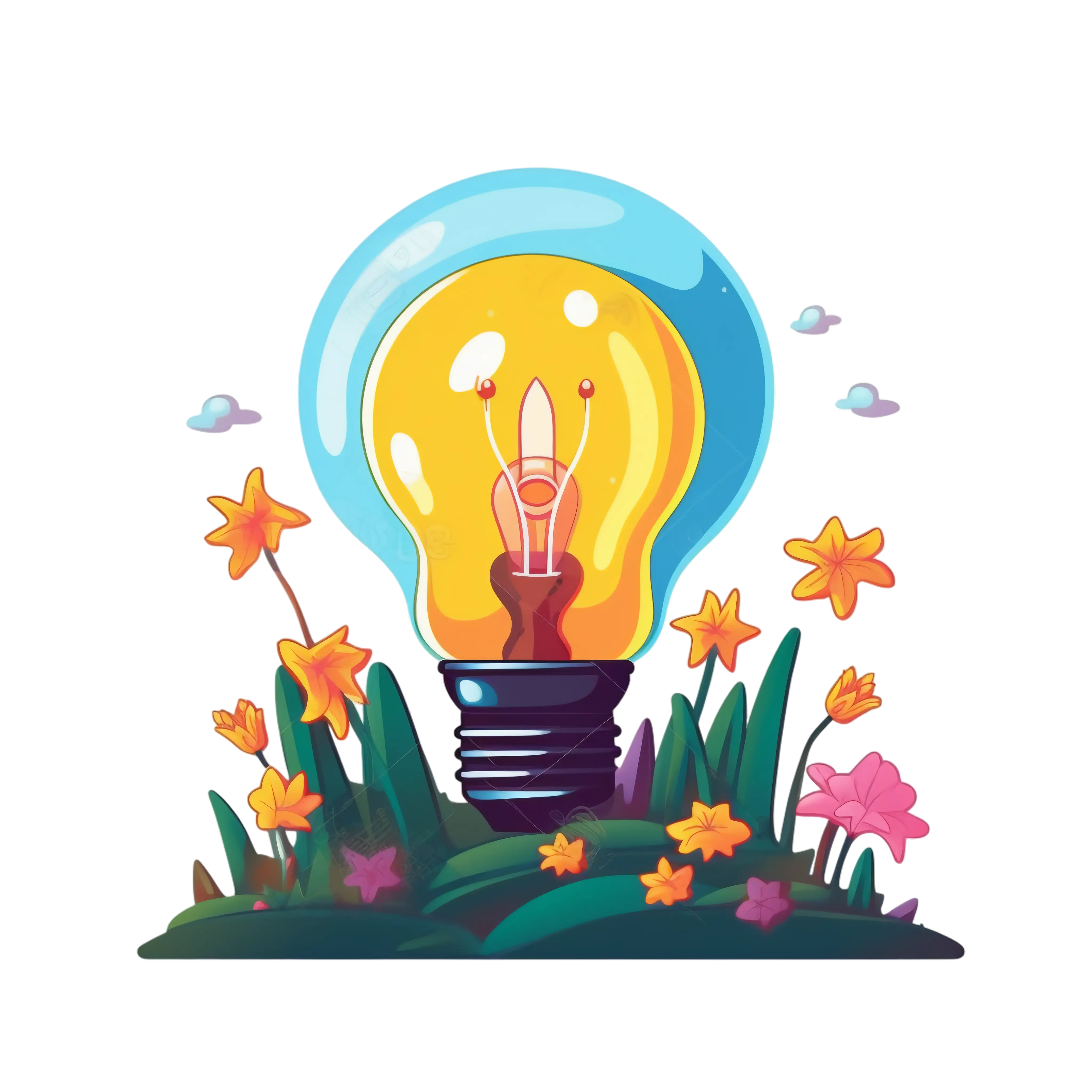 Light Bulb with Flowers and Ideas