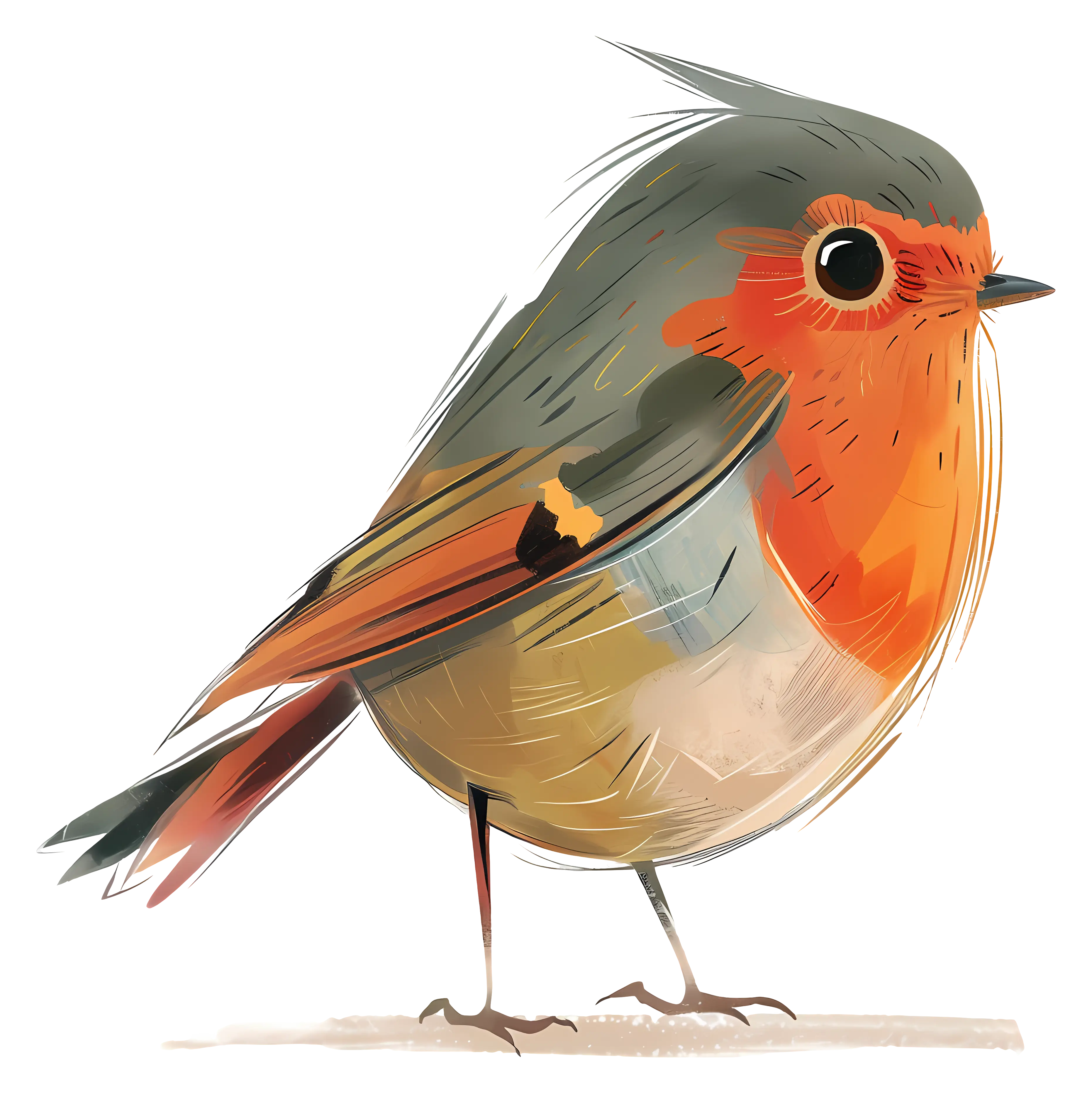 Cute Robin-like Bird Illustration