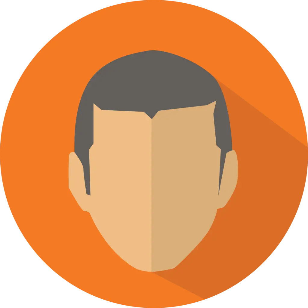 Faceless Person Icon in Orange Background