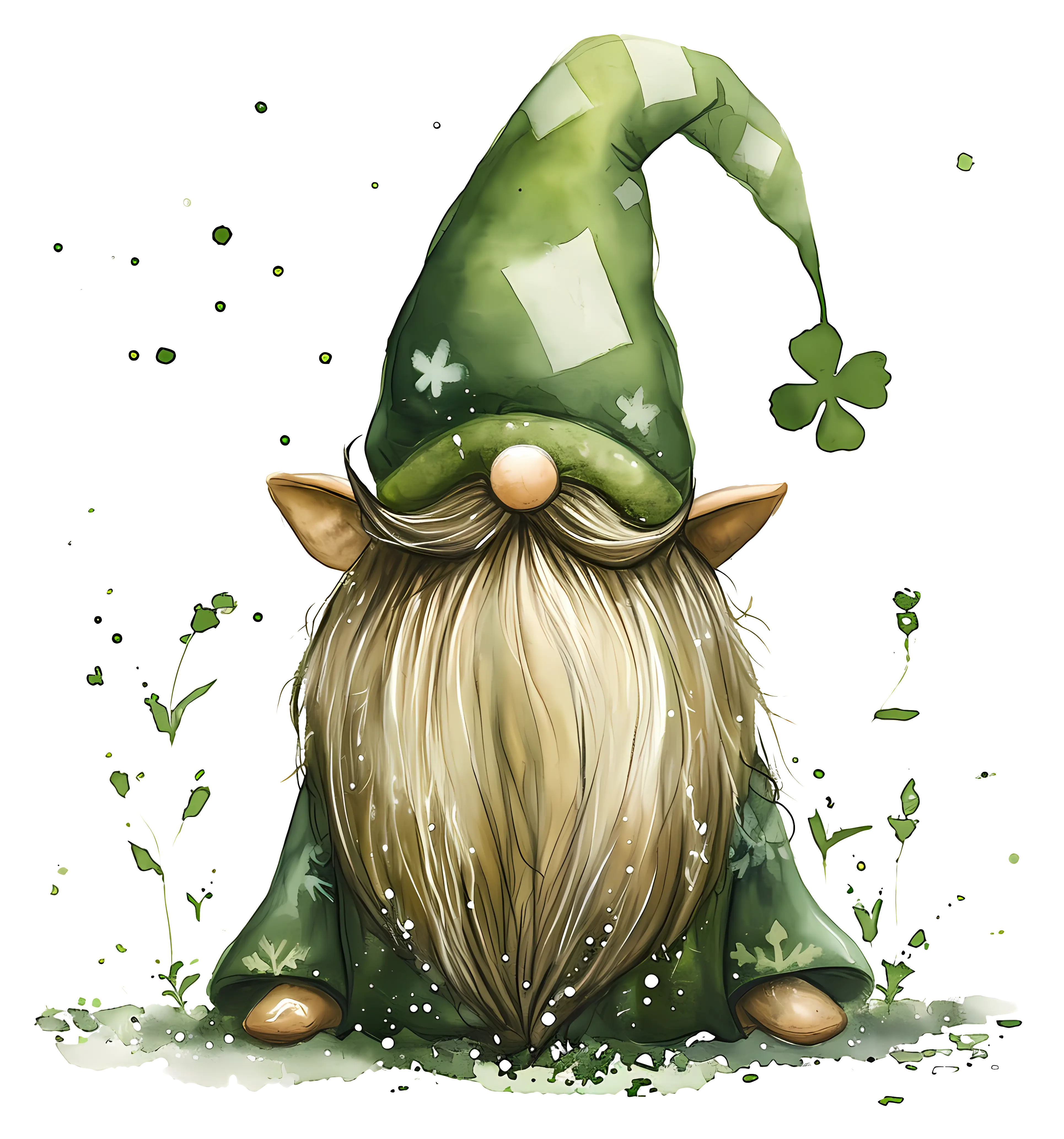 Green Gnome with Clover Hat