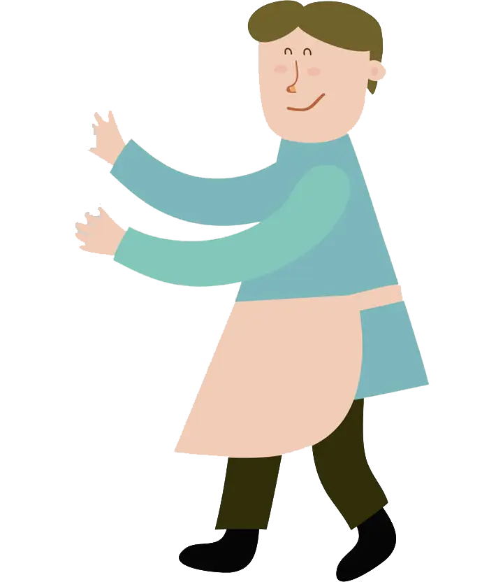 Cartoon Man Walking with a Smile