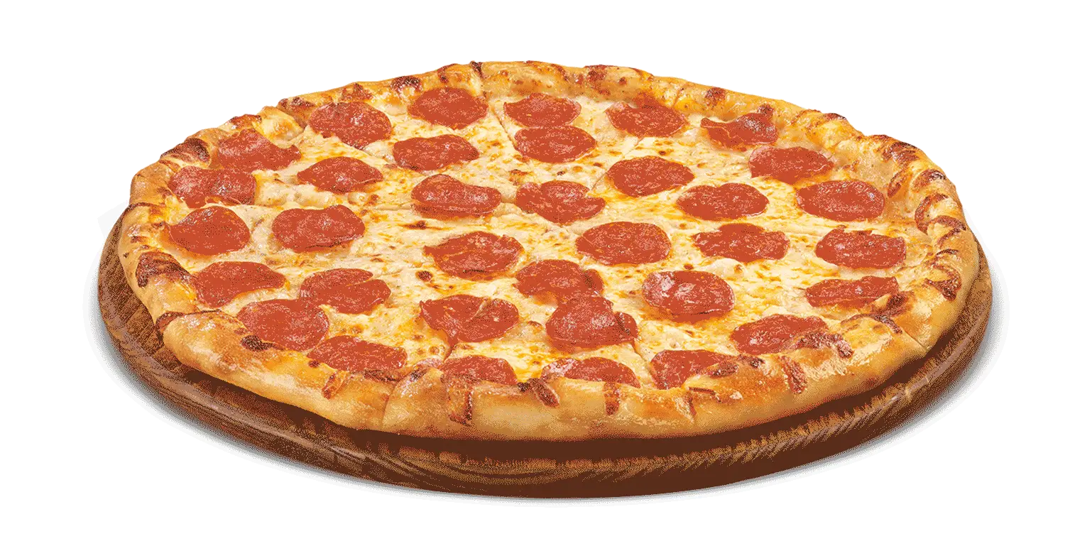 Delicious Pepperoni Pizza on Wooden Base