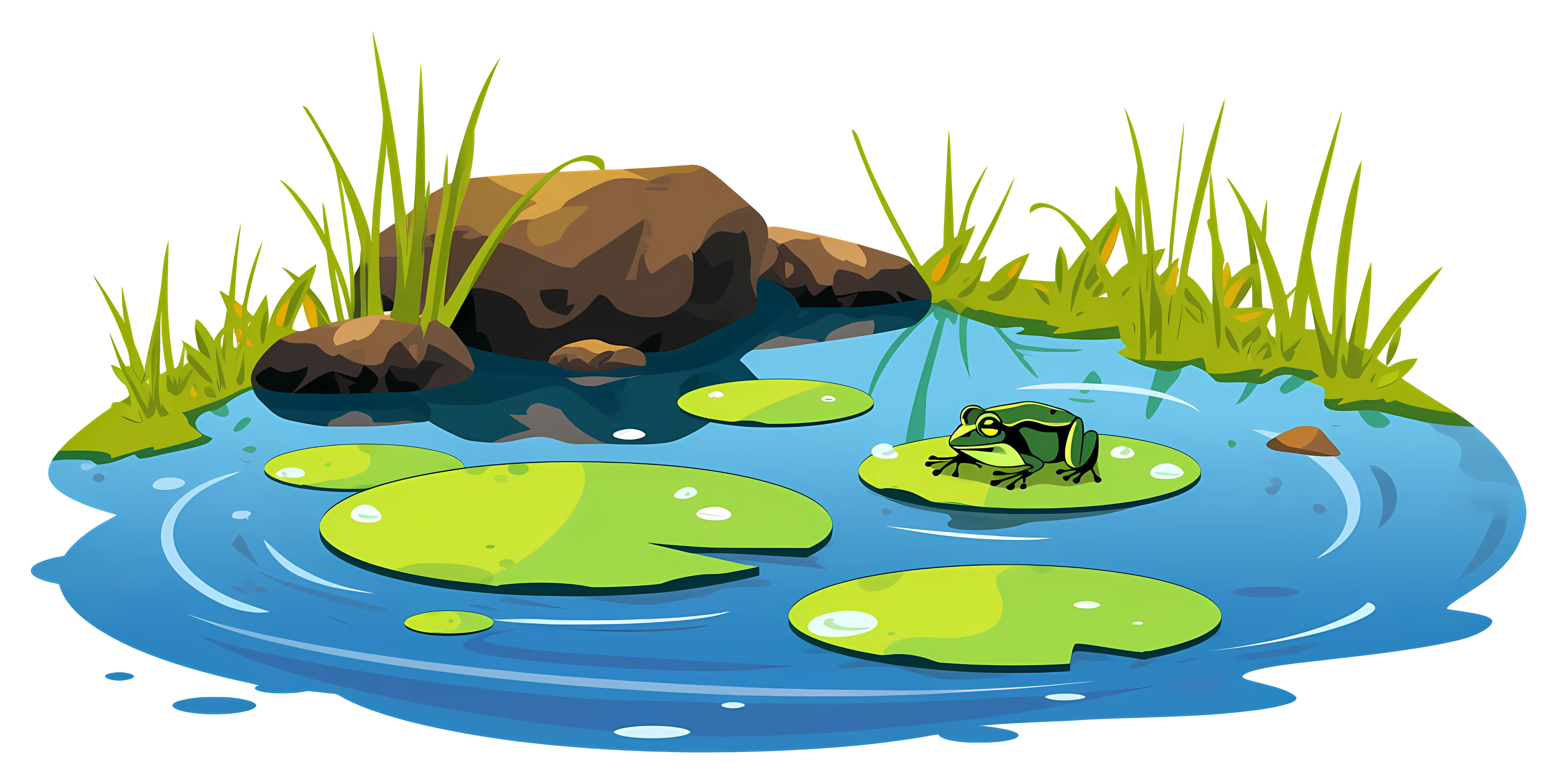Frog Sitting on a Lily Pad in a Tranquil Pond