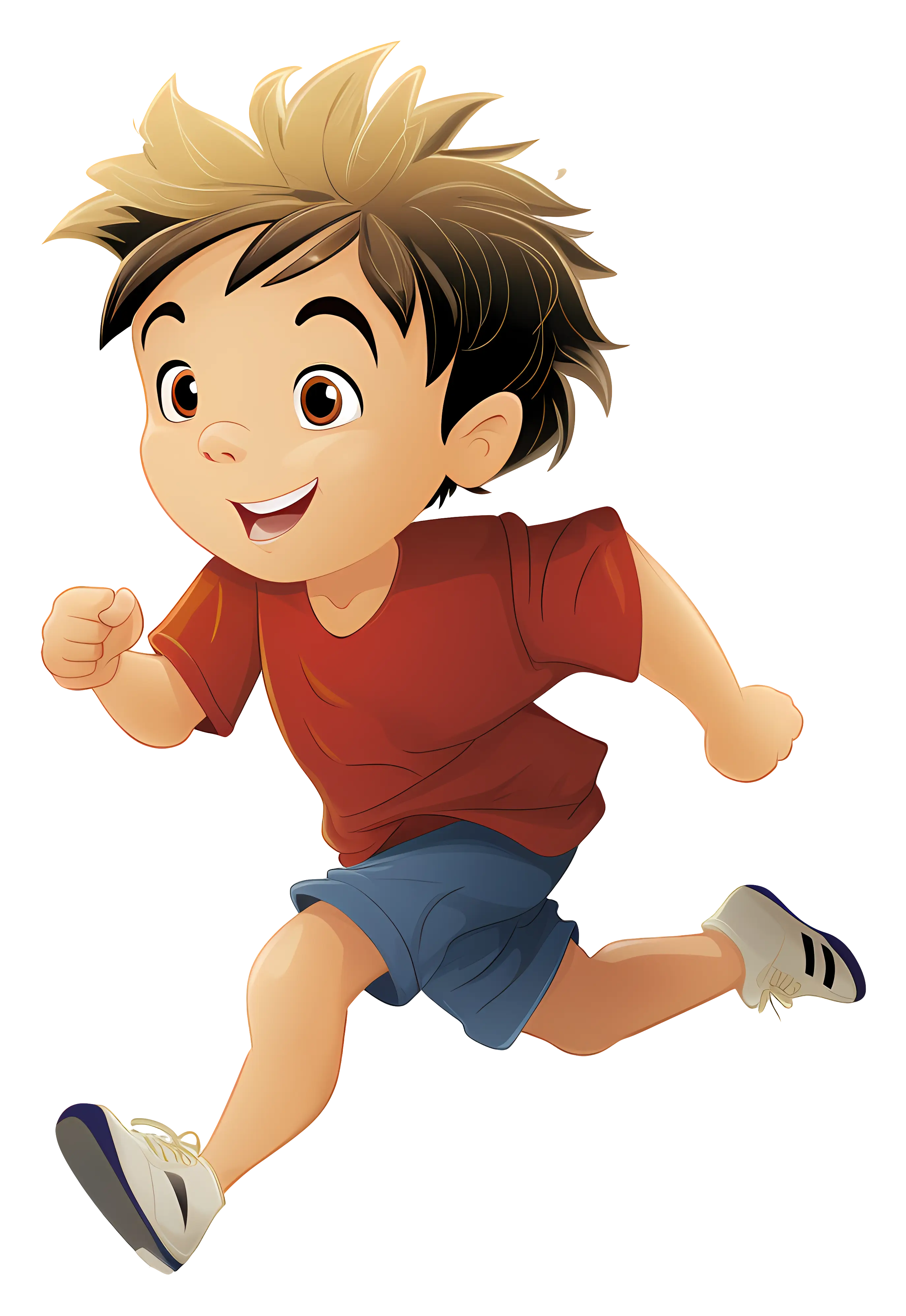 Cartoon Boy Running Cheerfully