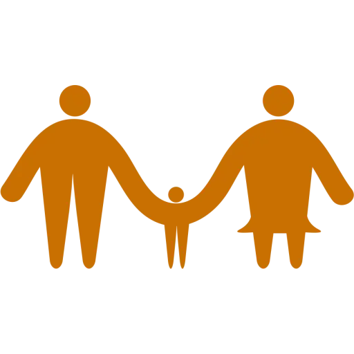 Family Holding Hands Icon in Orange