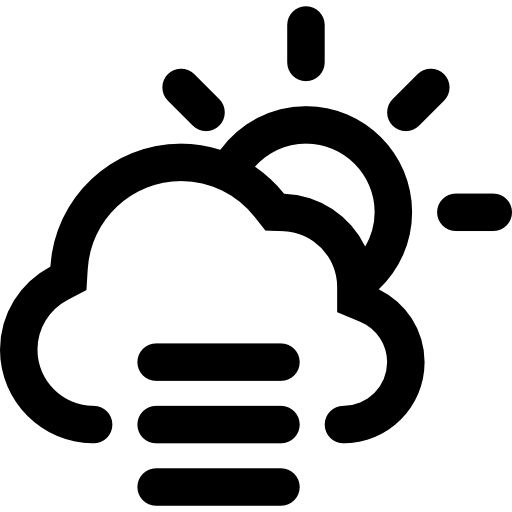 Black and White Sun and Cloud Weather Icon