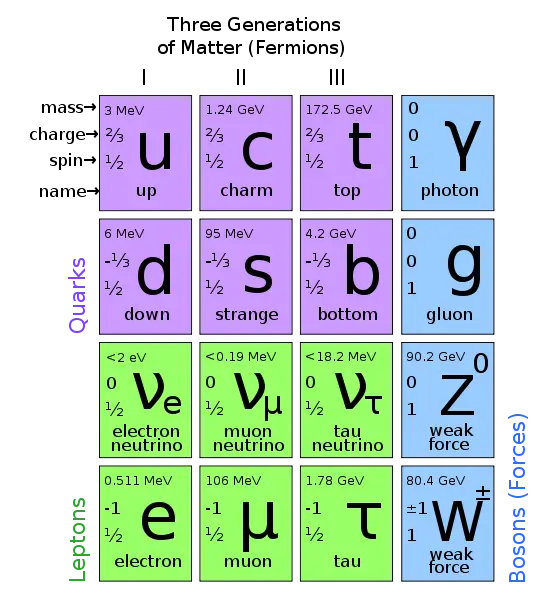 Standard Model Particle Physics Chart