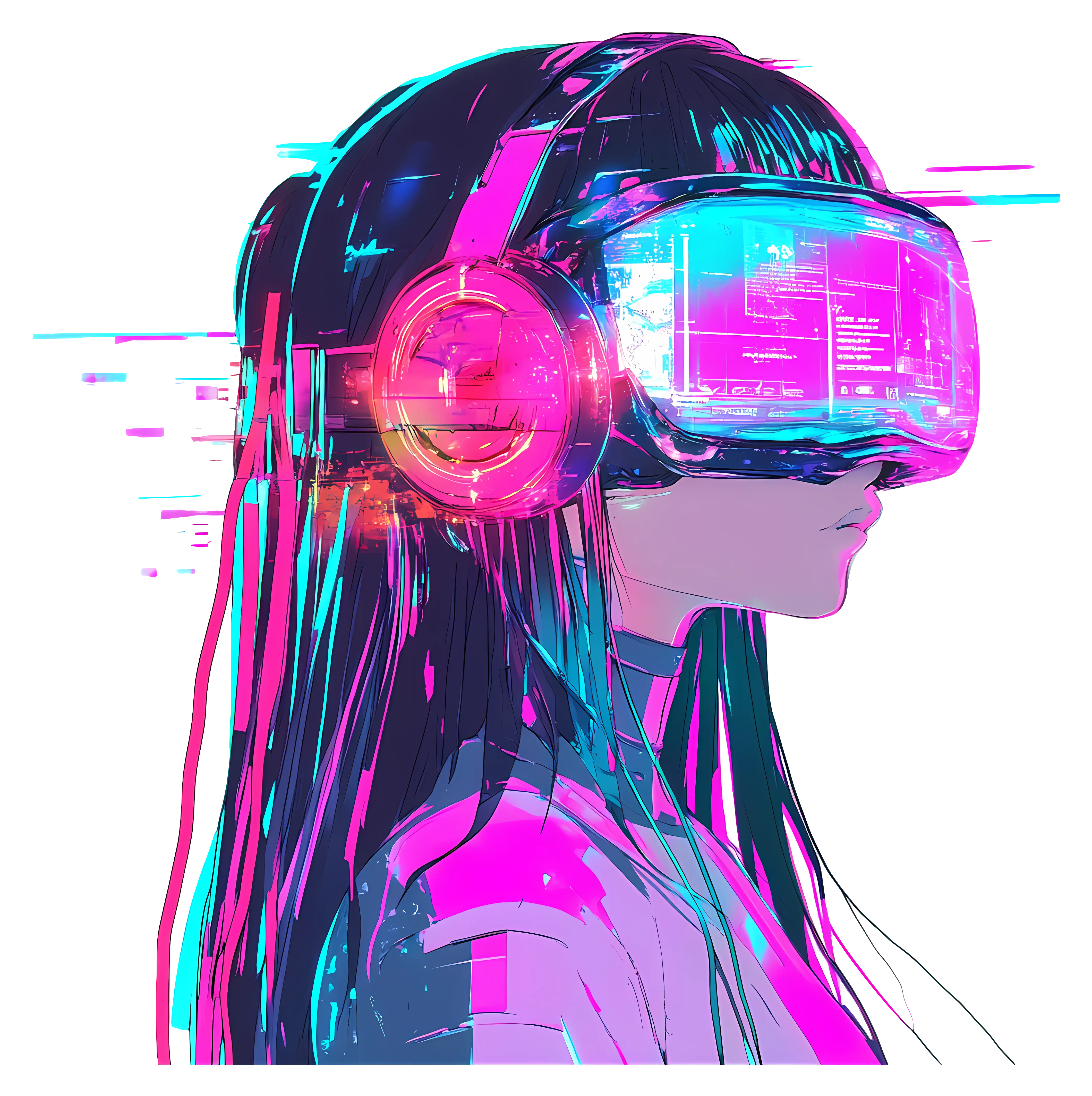 Futuristic VR Headset with Neon Colors