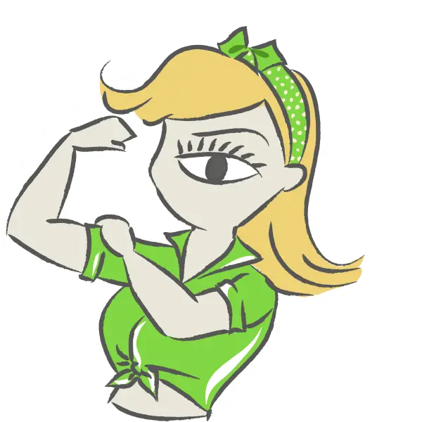 Green Retro Comic-Style Feminist Woman