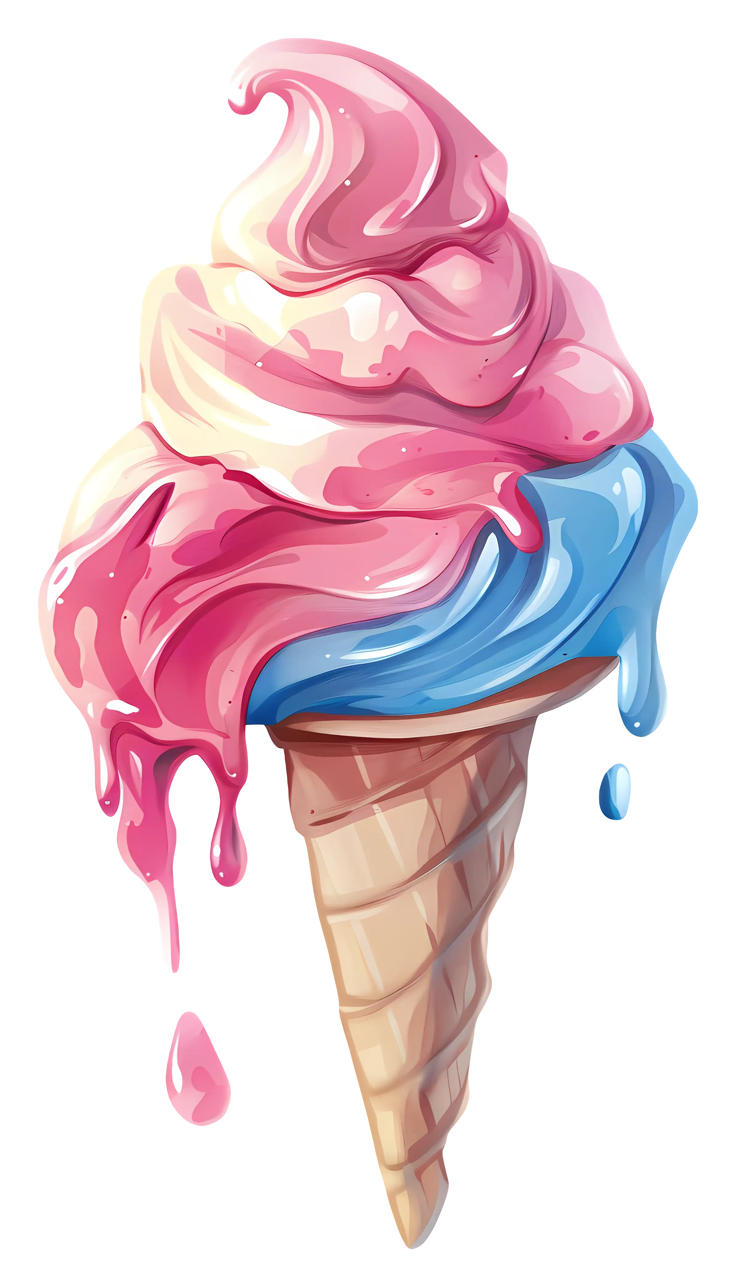 Melting Colorful Ice Cream Cone