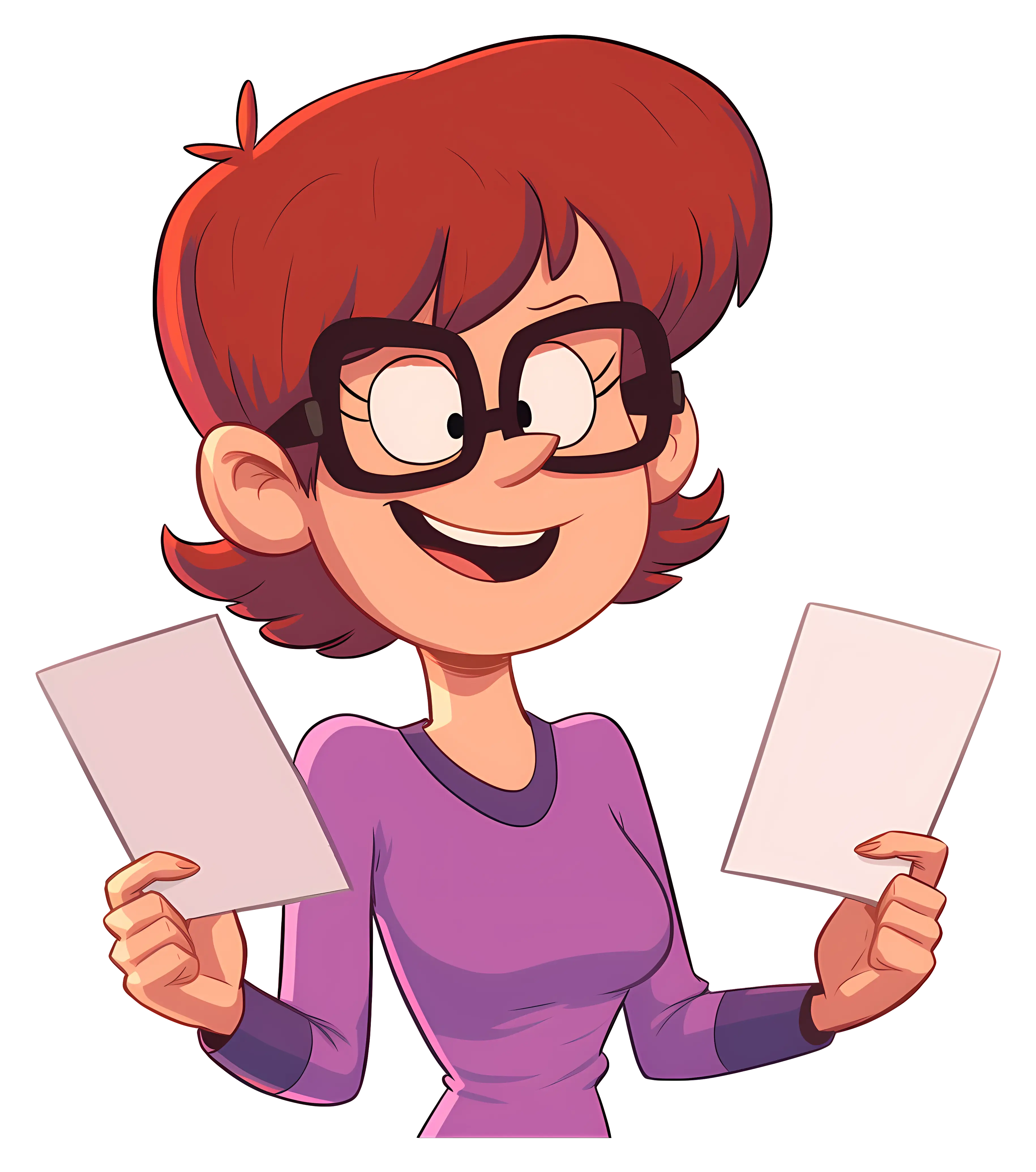 Cartoon Female Character with Glasses