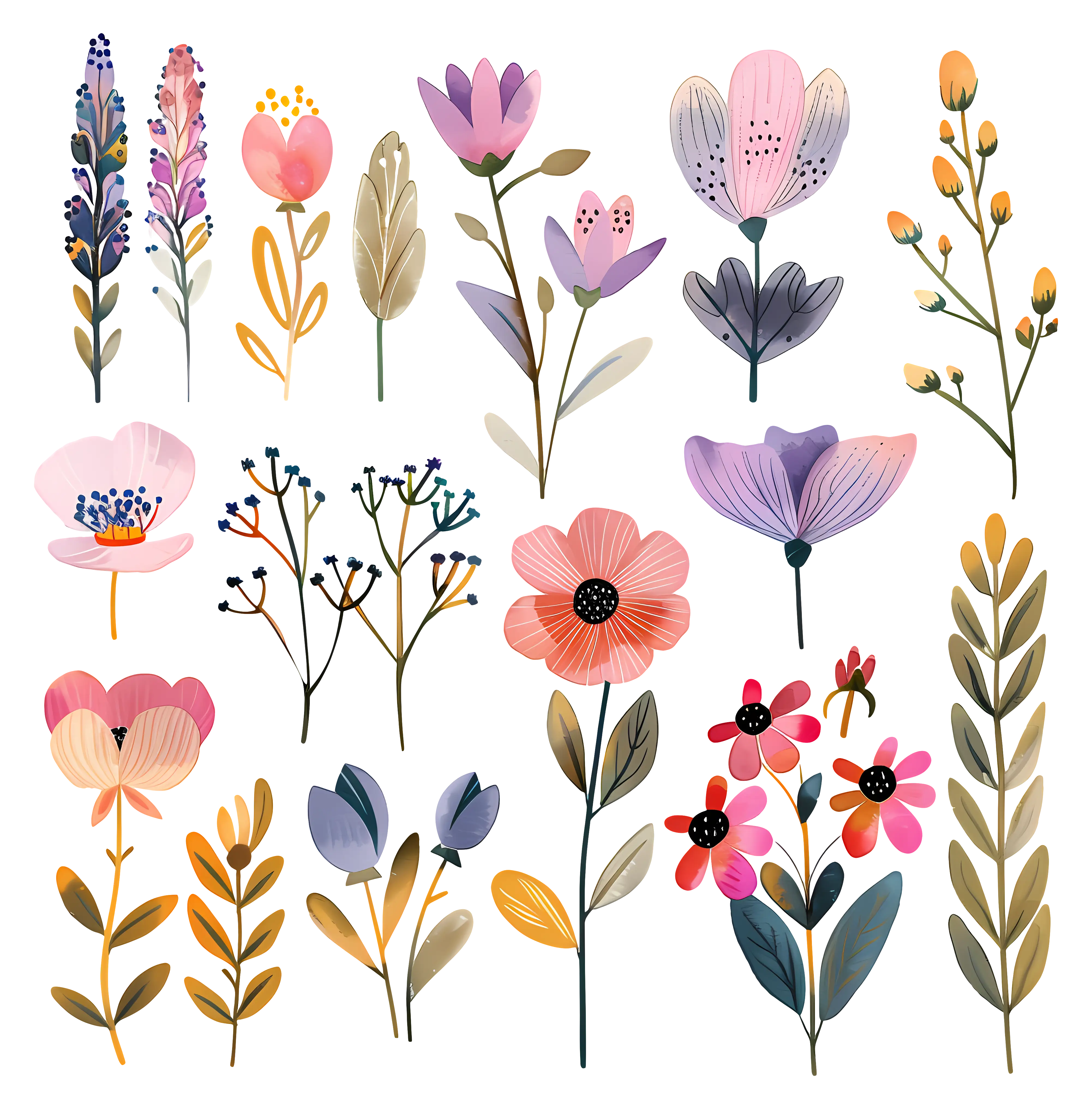 Elegant Flower Illustrations with a Variety of Blooms