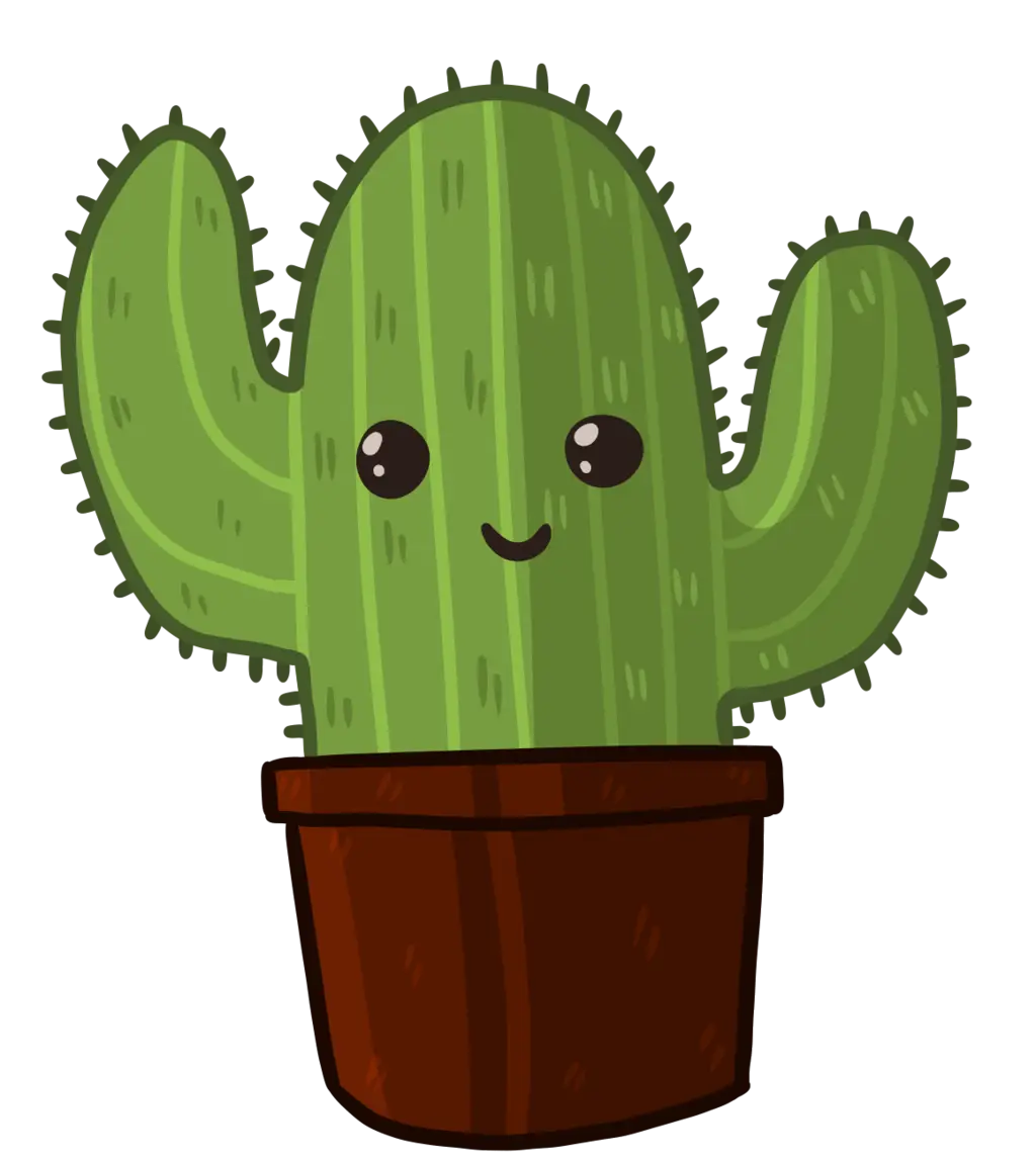 Smiling Cartoon Cactus in a Pot