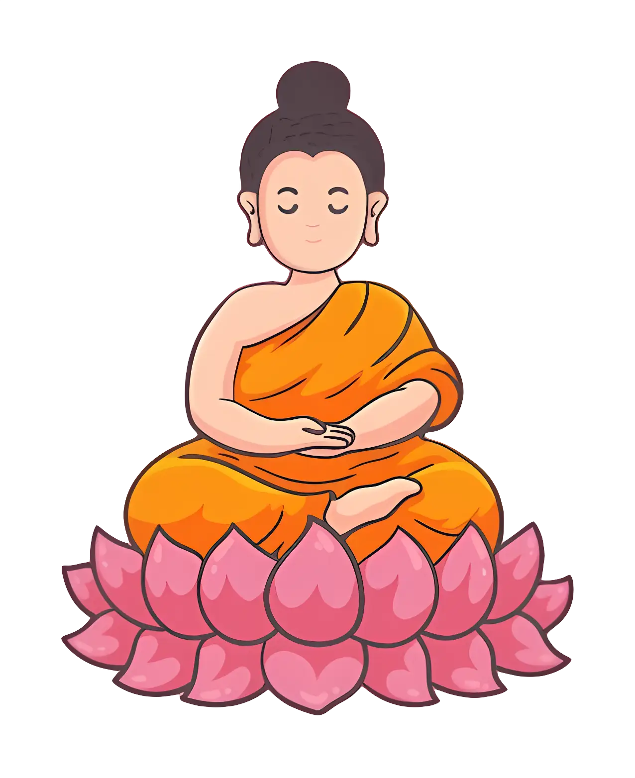 Meditating Monk with Lotus