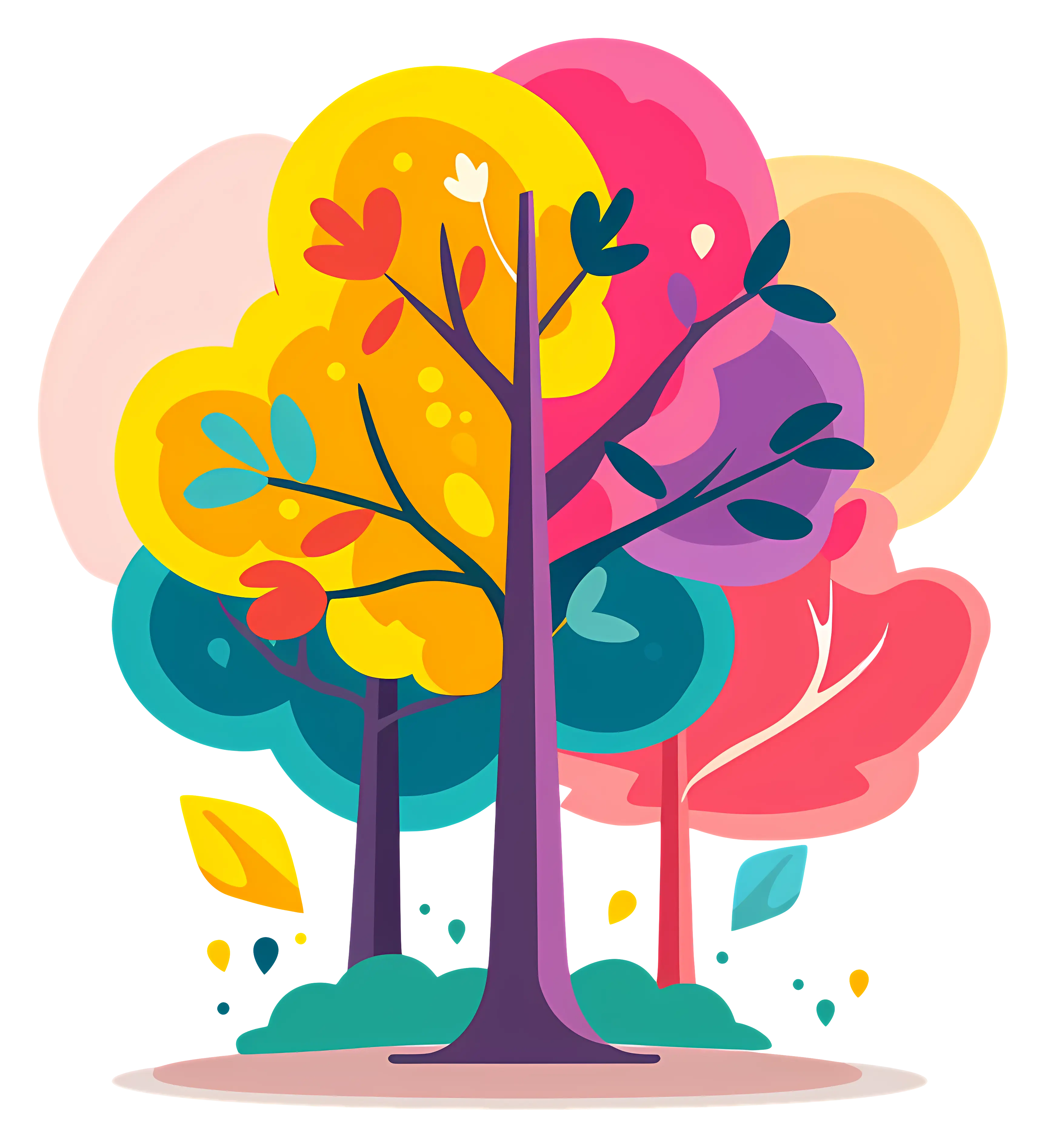 Colorful Cartoon Trees in Vibrant Design