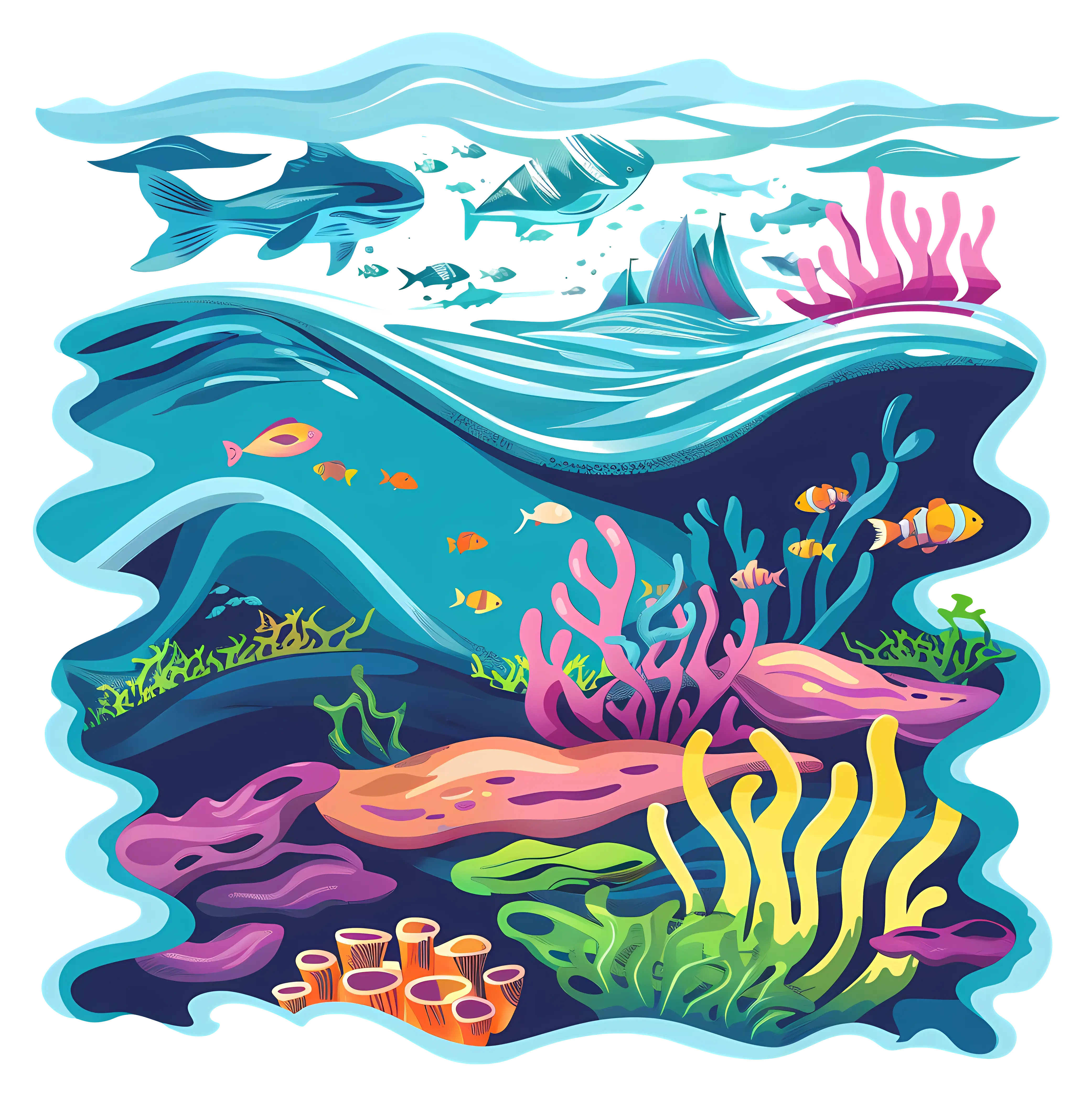 Vibrant Underwater Coral Reef Scene