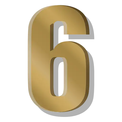 Golden Decorative Number Six