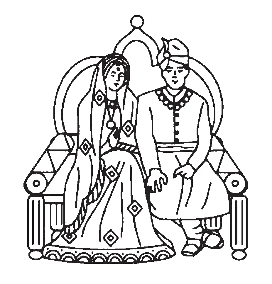 Illustration of a Traditional Wedding Couple